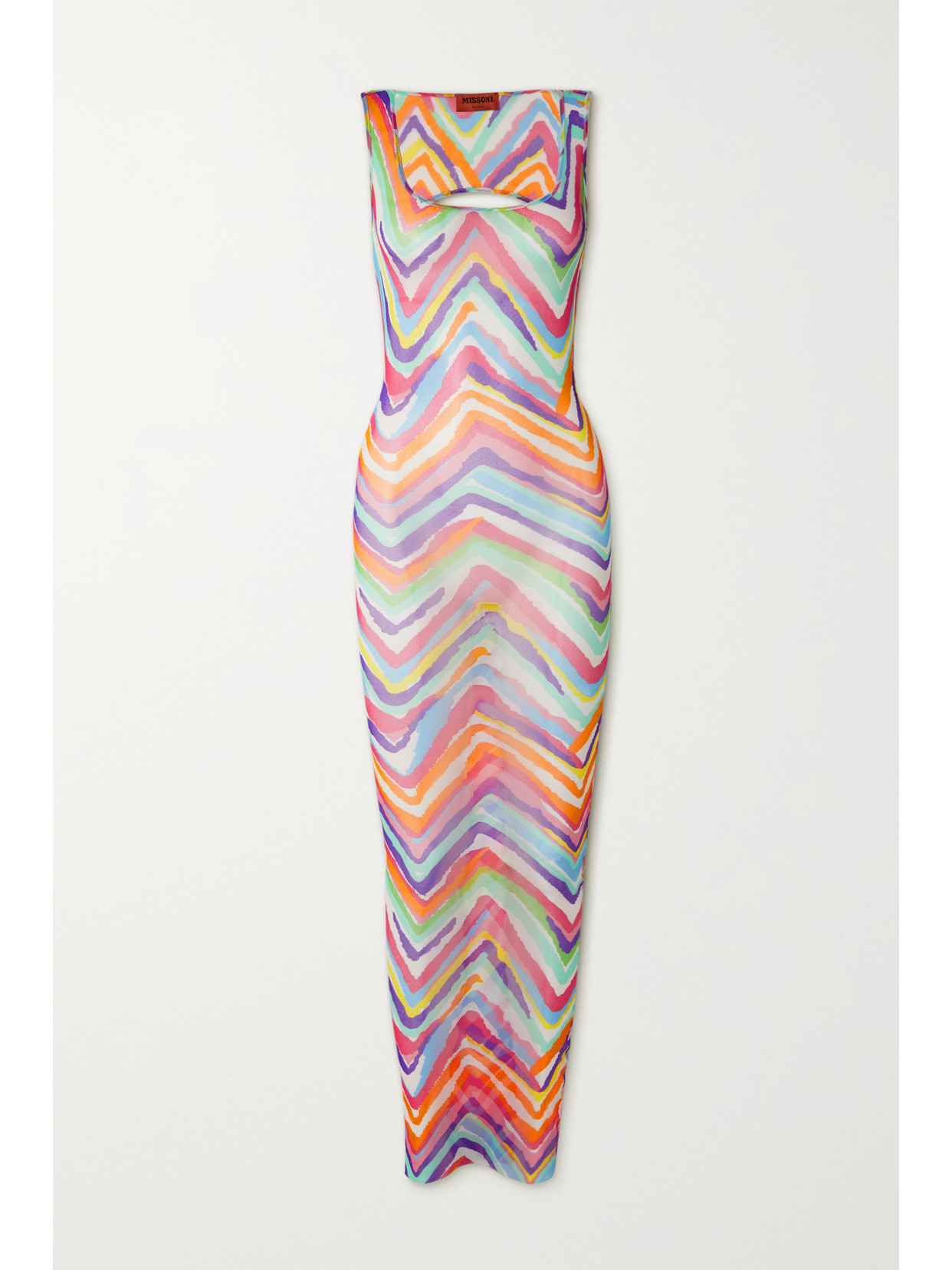 Missoni Cutout Printed Mesh Maxi Dress - Red