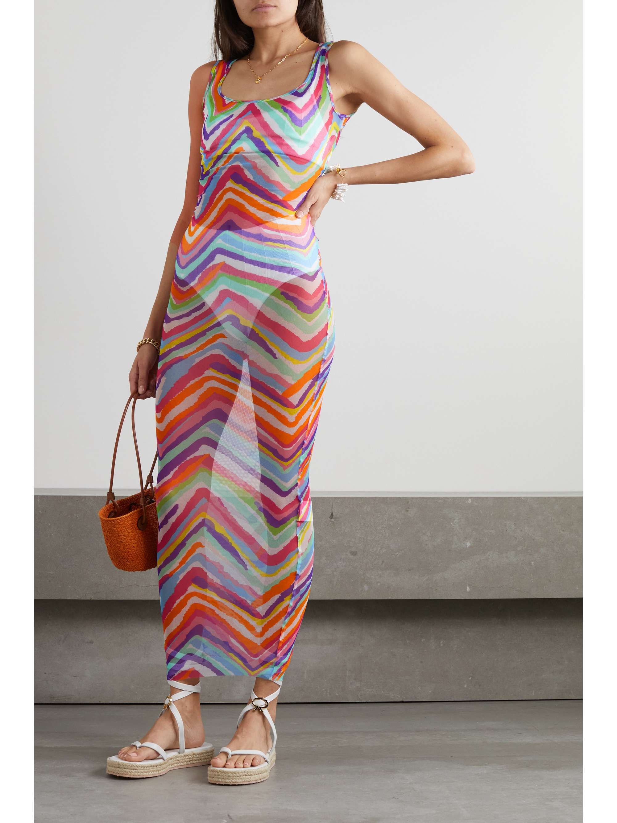 MISSONI Cutout printed mesh maxi dress