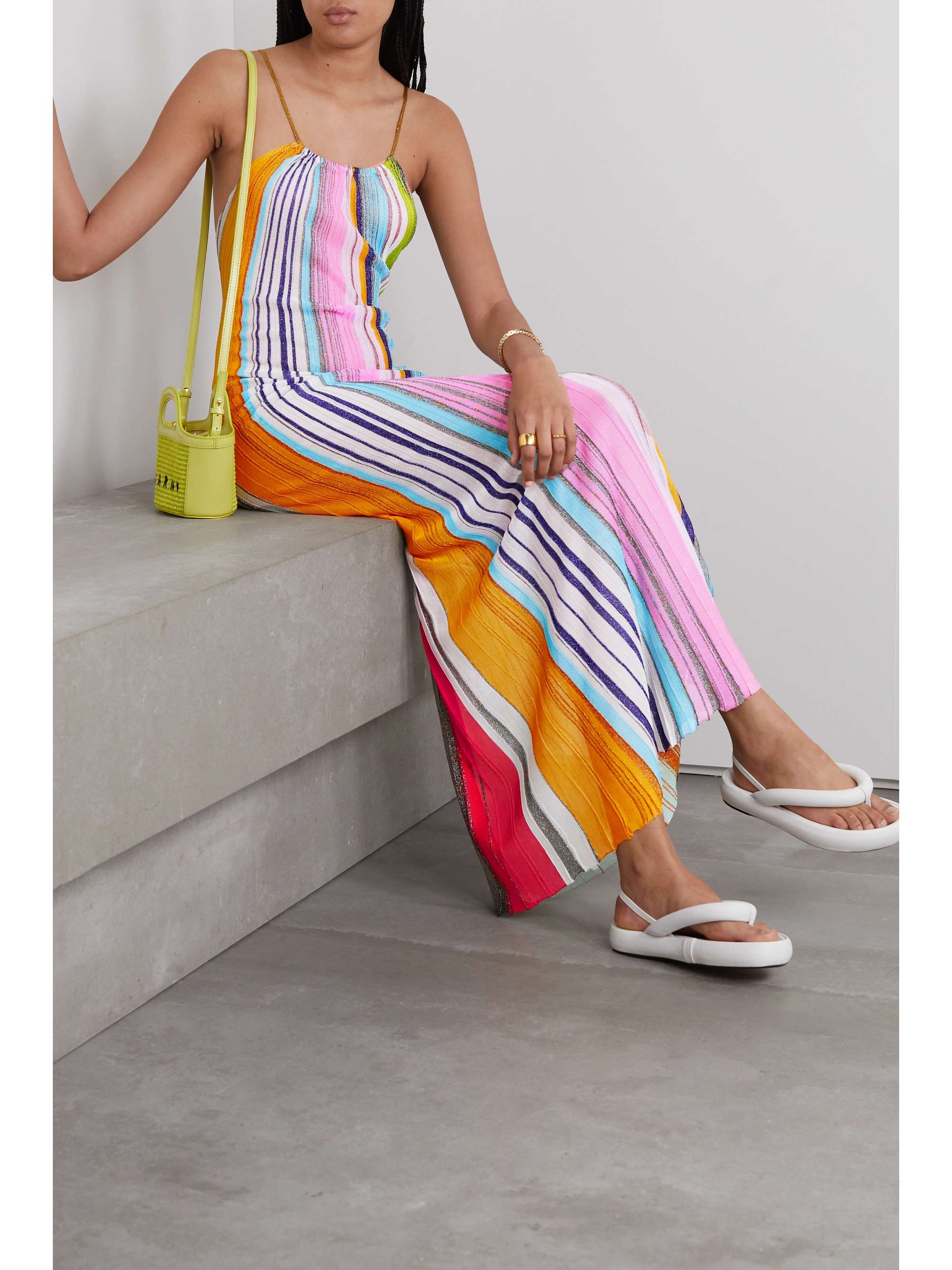 Missoni - Metallic Striped Crochet-knit Halterneck Maxi Dress - Blue - IT36 - Net A Porter