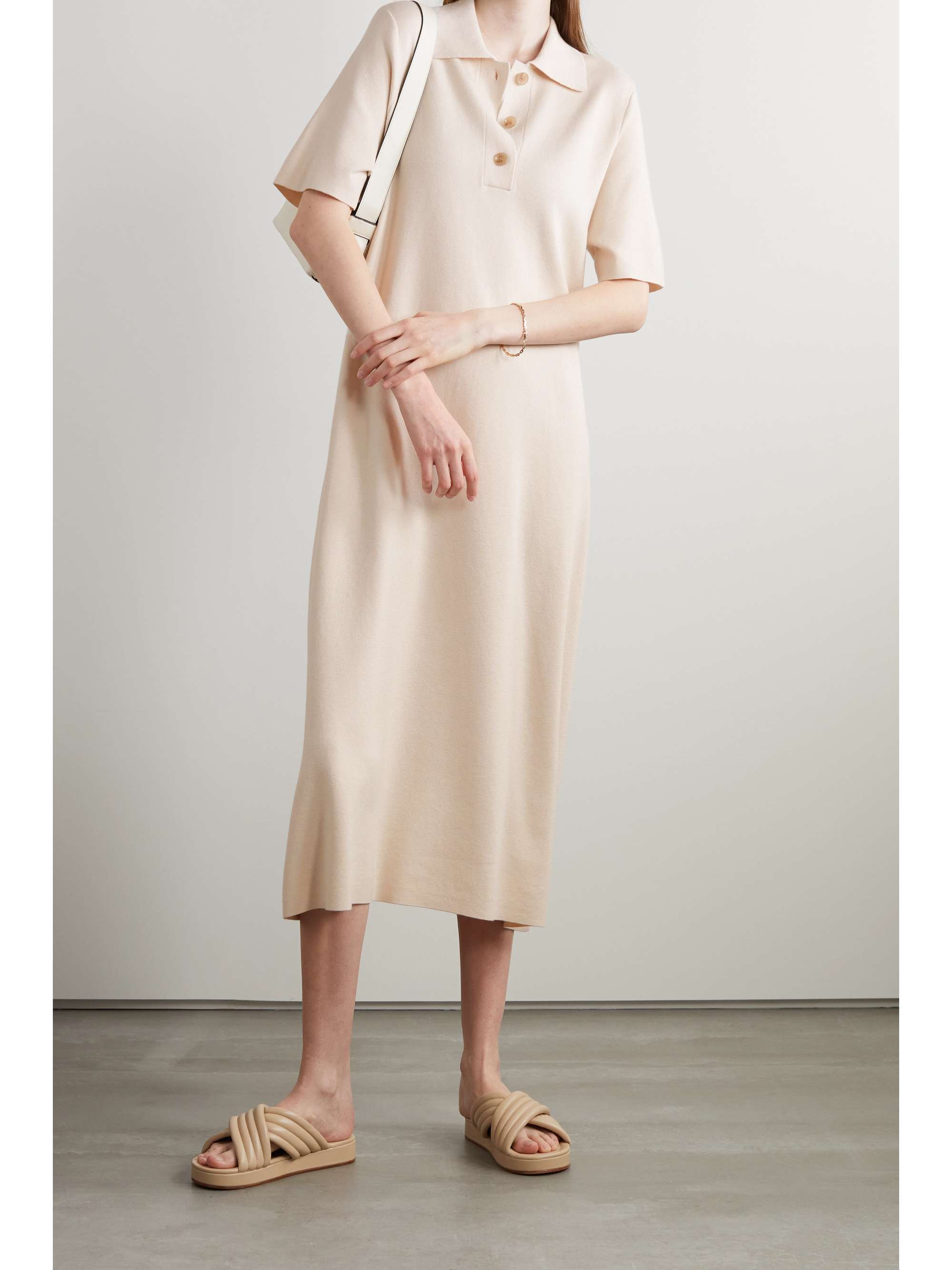 ALLUDE Cotton and cashmere-blend midi dress