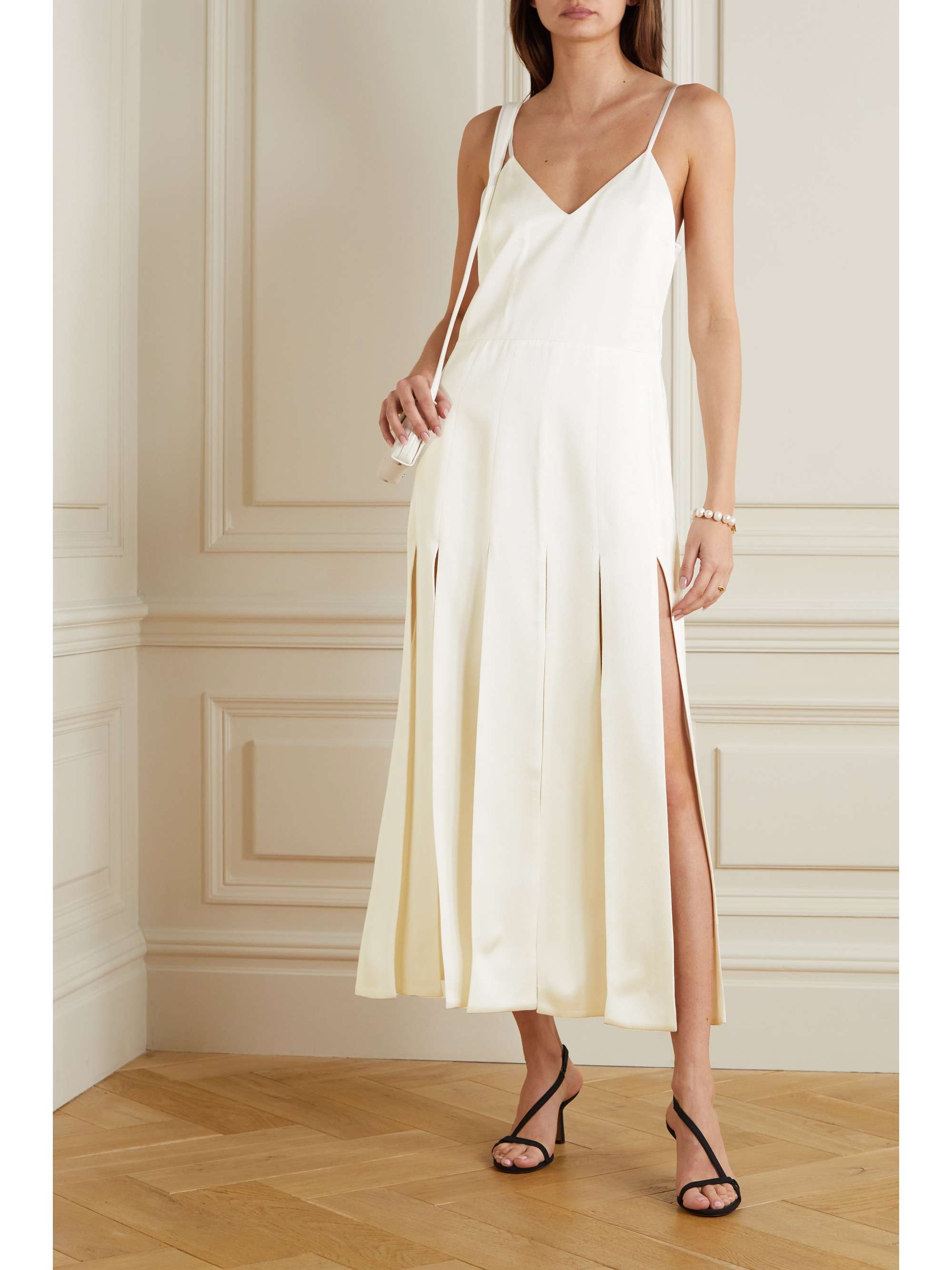 Cream Athena crepe midi dress | ANNA 