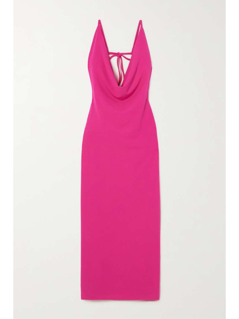 AAIZÉL + Net Sustain Open-back Draped Crepe Maxi Dress - UK 14