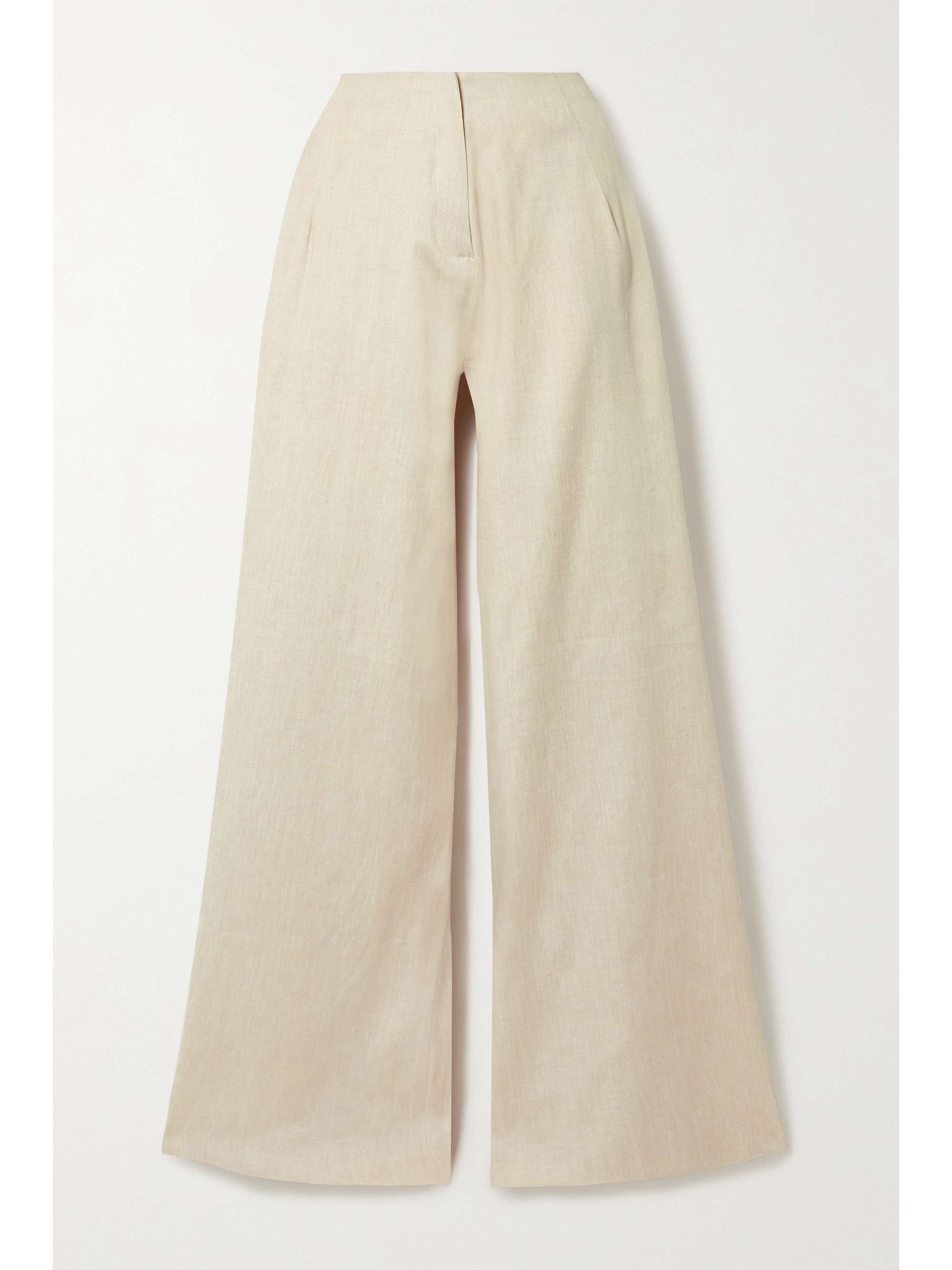cotton-blend twill wide-leg pants 