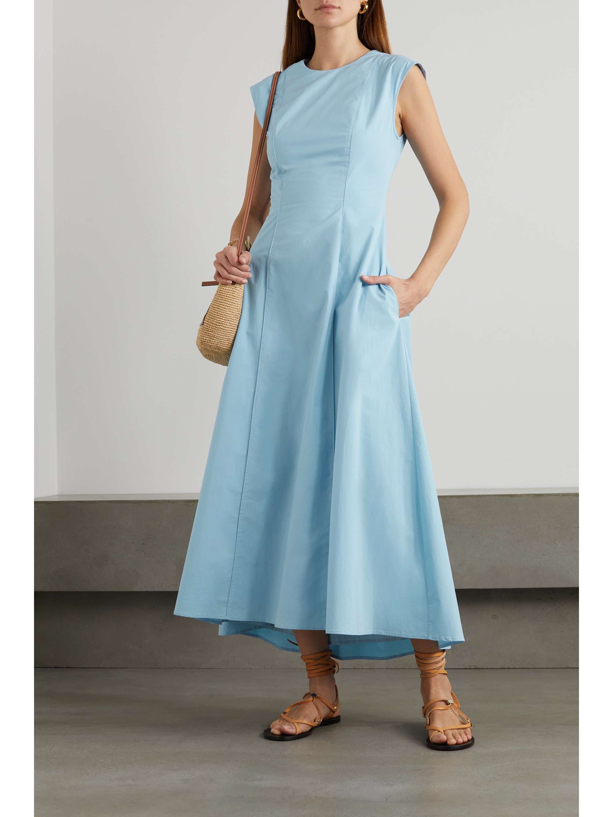 ANNA QUAN Eloise paneled stretch-cotton poplin midi dress