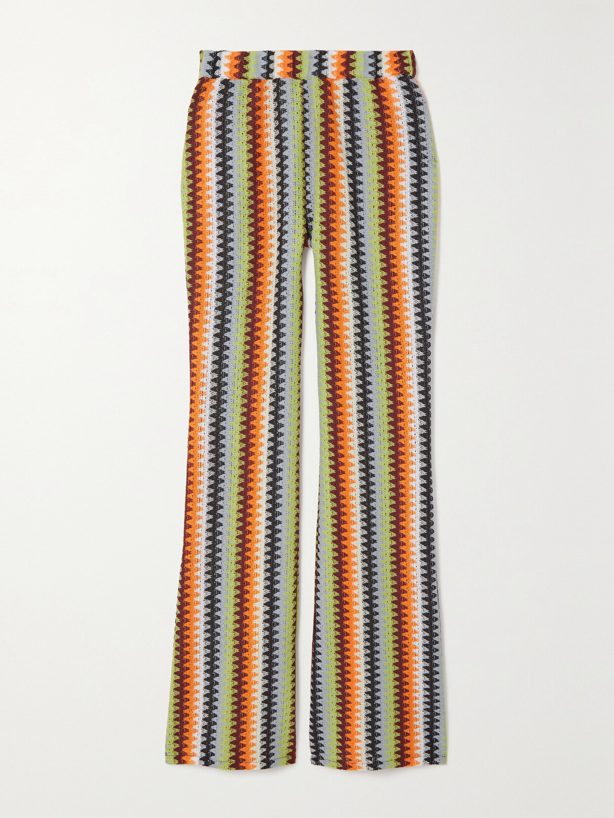 ANDERSSON BELL Marta Striped Crochet-knit Flared Pants - Orange