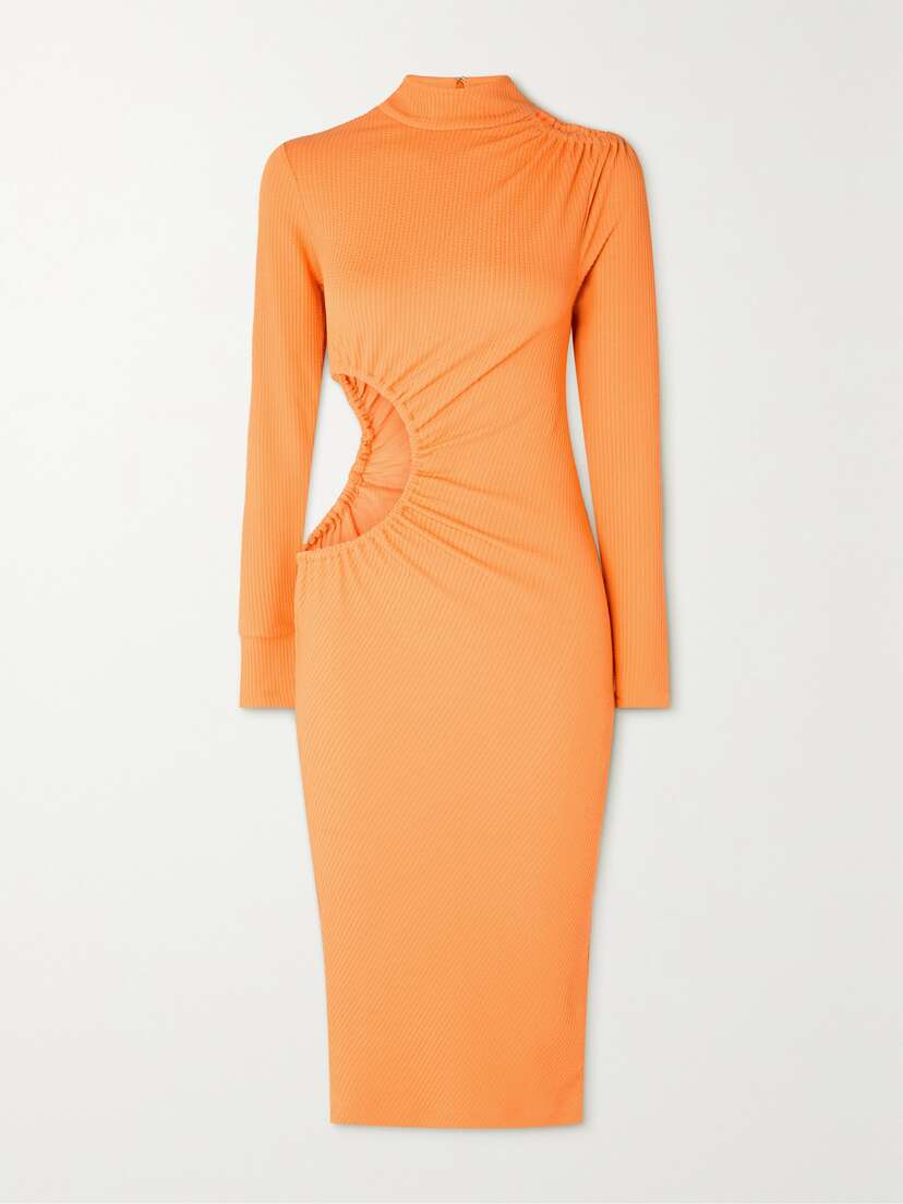 ROTATE Birger Christensen Alice Cutout Ribbed Recycled Jersey Midi Dress