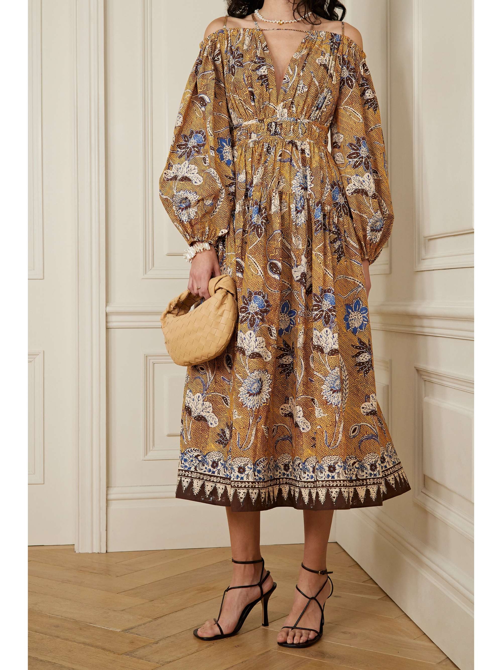 ULLA JOHNSON Tahlia printed cotton-poplin midi dress | NET-A-PORTER