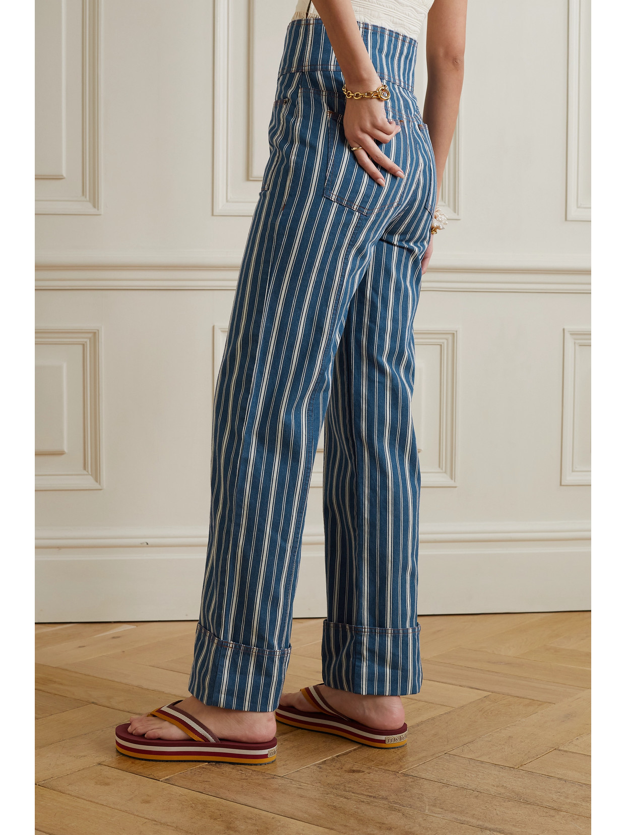 Marlowe Striped High-Rise Wide- Leg