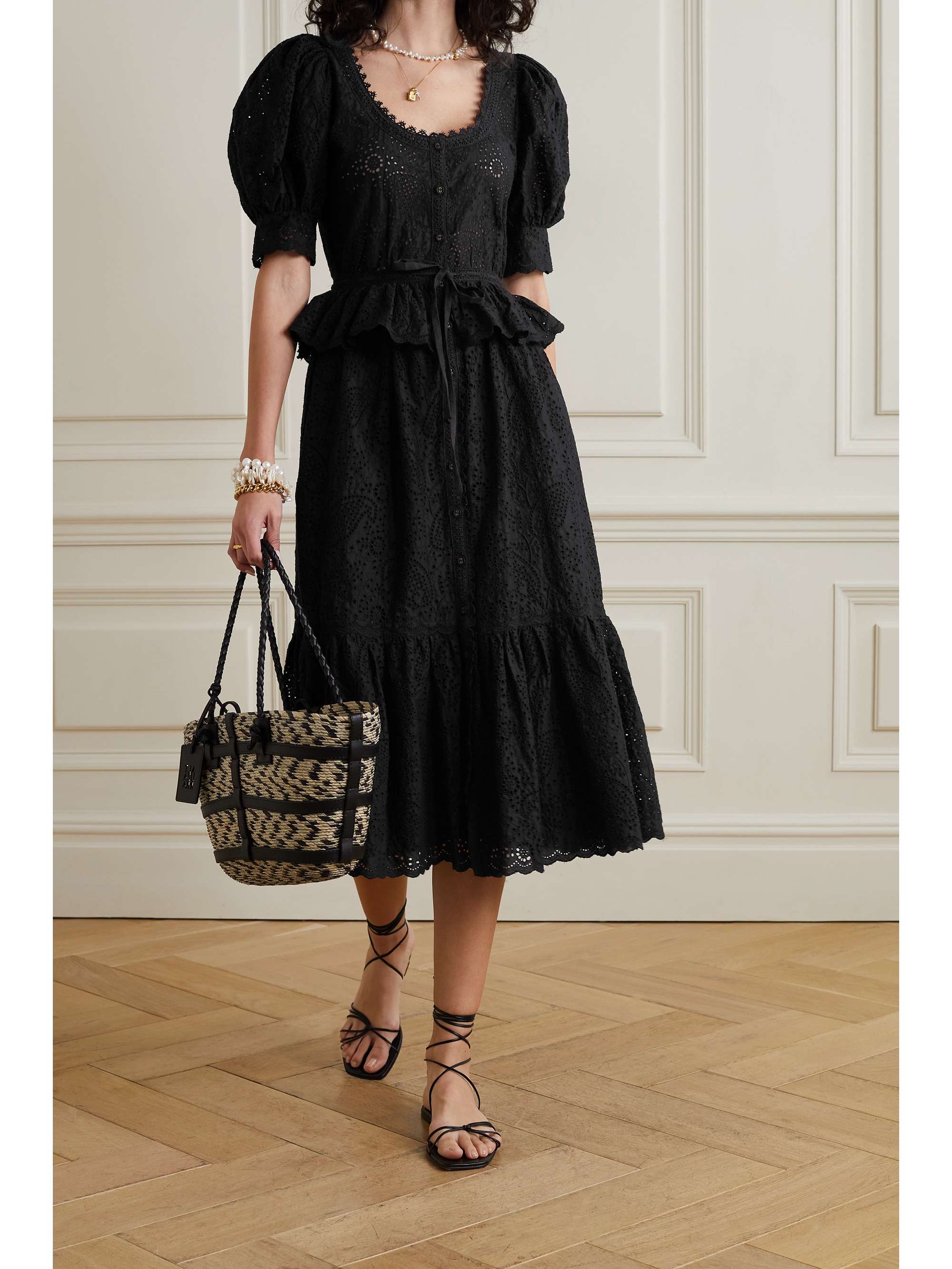 Black Elodie crochet-trimmed broderie 