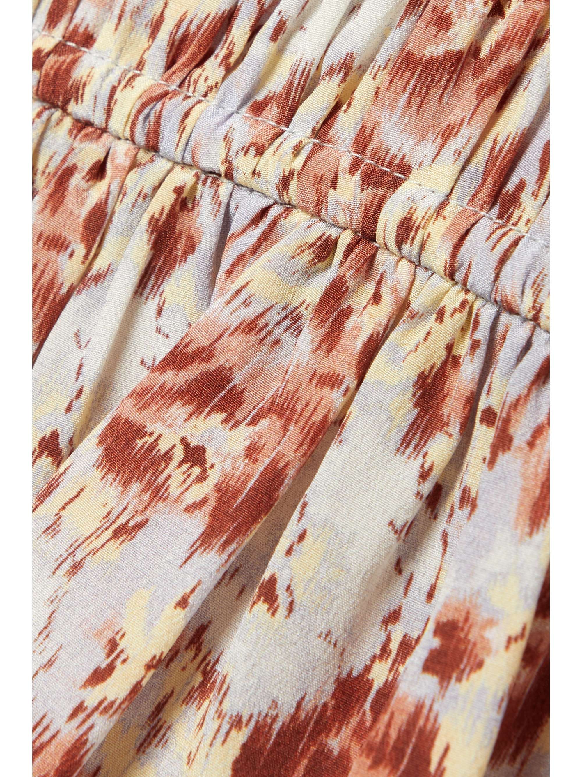 ULLA JOHNSON Nora pleated floral-print silk crepe de chine top