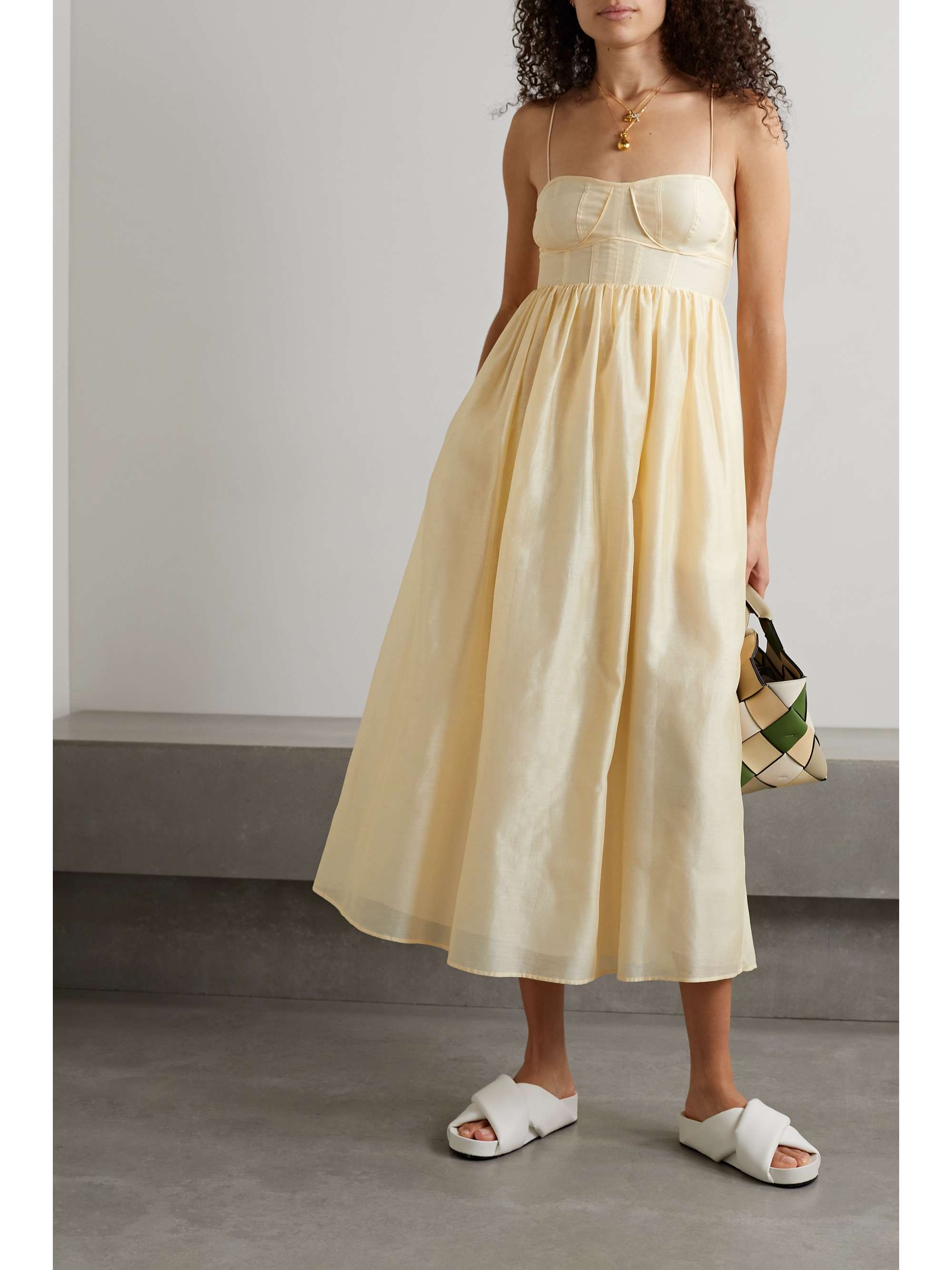 ULLA JOHNSON Mariza cotton-blend organza midi dress