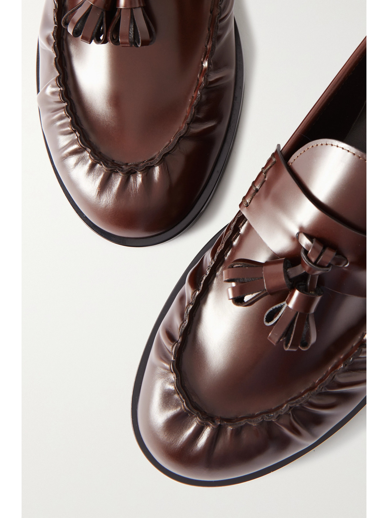 The Row Calfskin Tassel Boyfriend Loafers In Brown