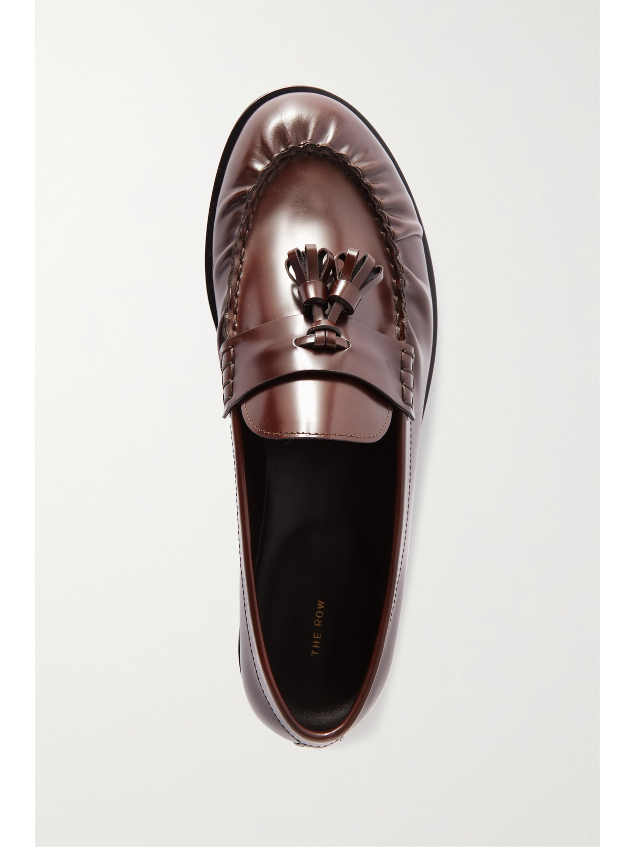 The Row Calfskin Tassel Boyfriend Loafers In Brown