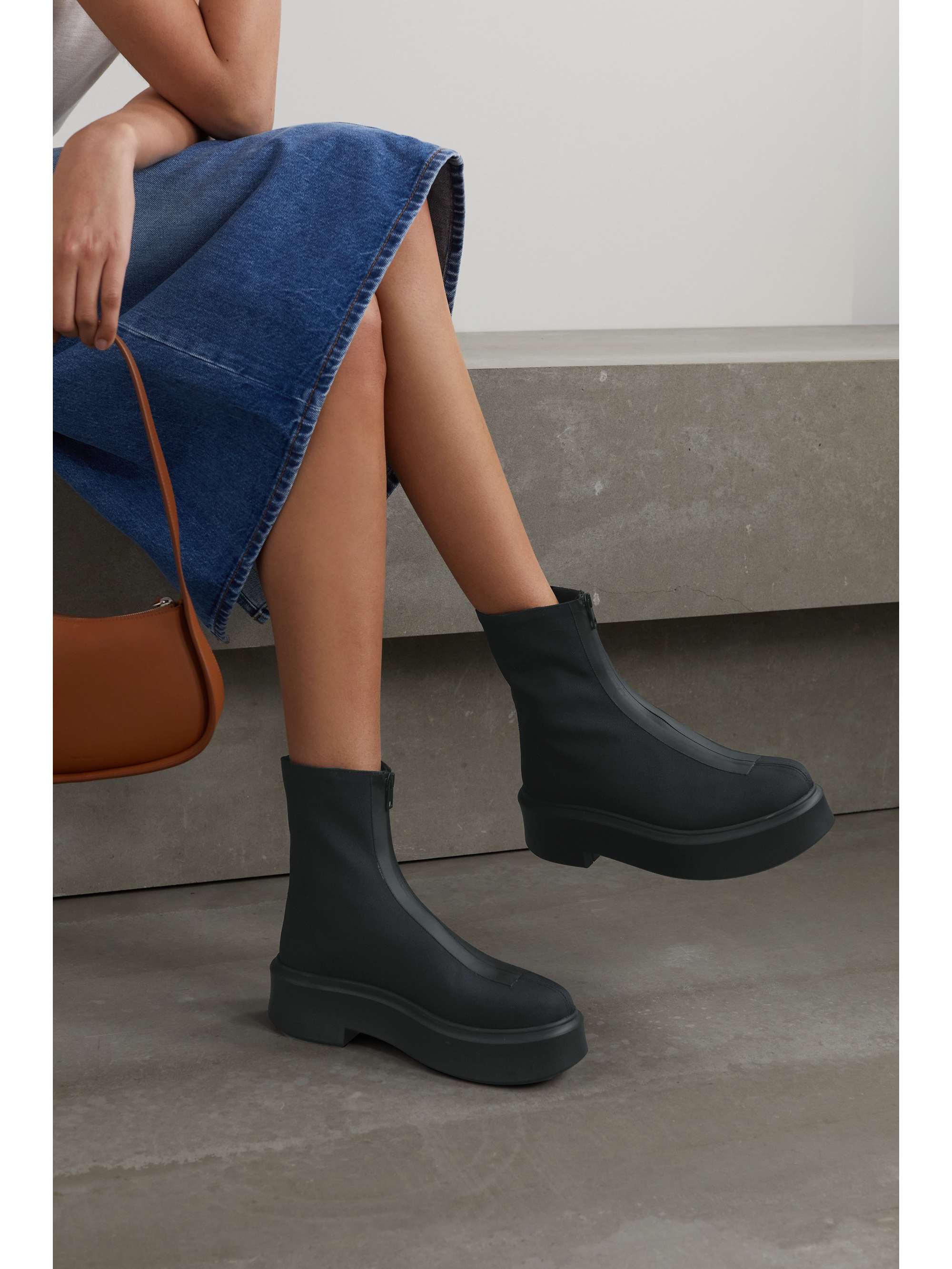 THE ROW Textured-nubuck platform ankle boots
