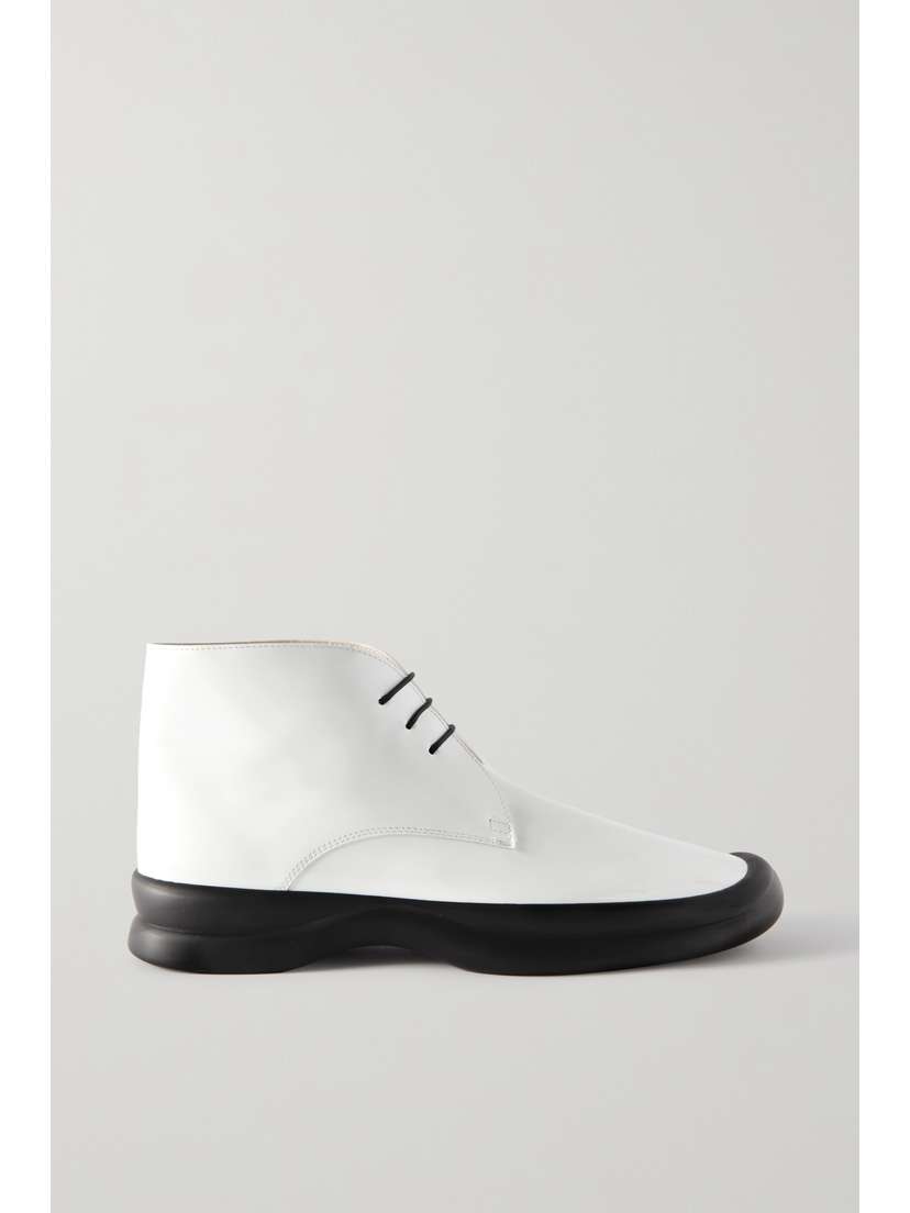 The Row — Town Lace Up patent-leather ankle boots