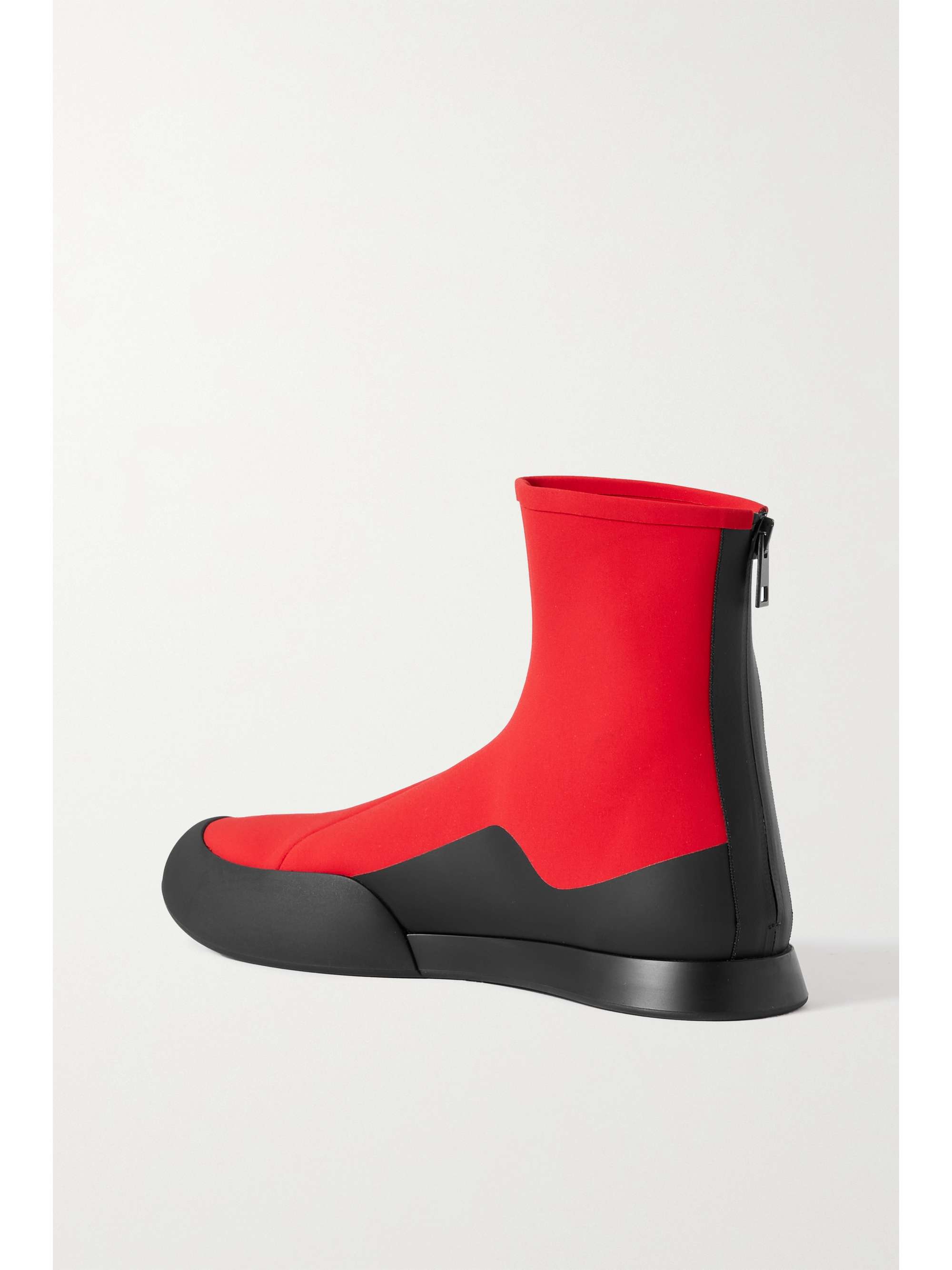 Ankle Boots aus Scuba mit Gummibesätzen