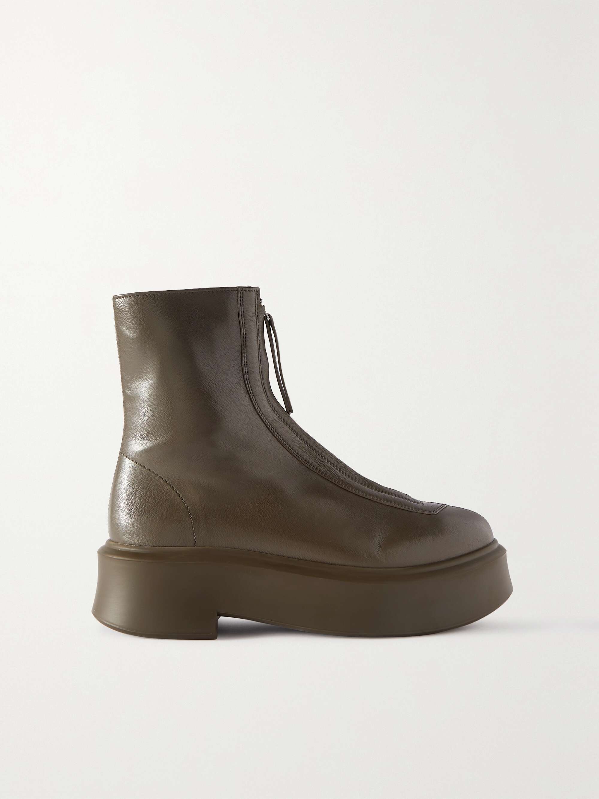 leather ankle boots zip