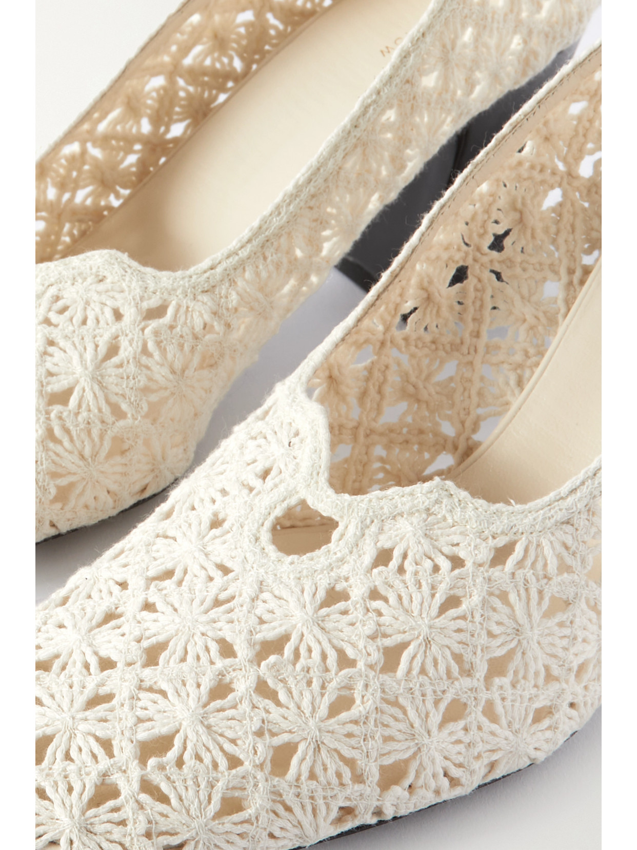 The Row Crocheted Organic Cotton-blend Pumps In Off-white