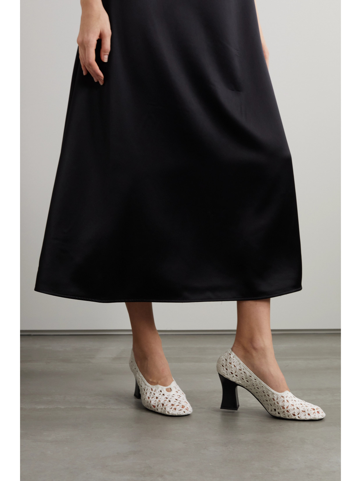 The Row Crocheted Organic Cotton-blend Pumps In Off-white