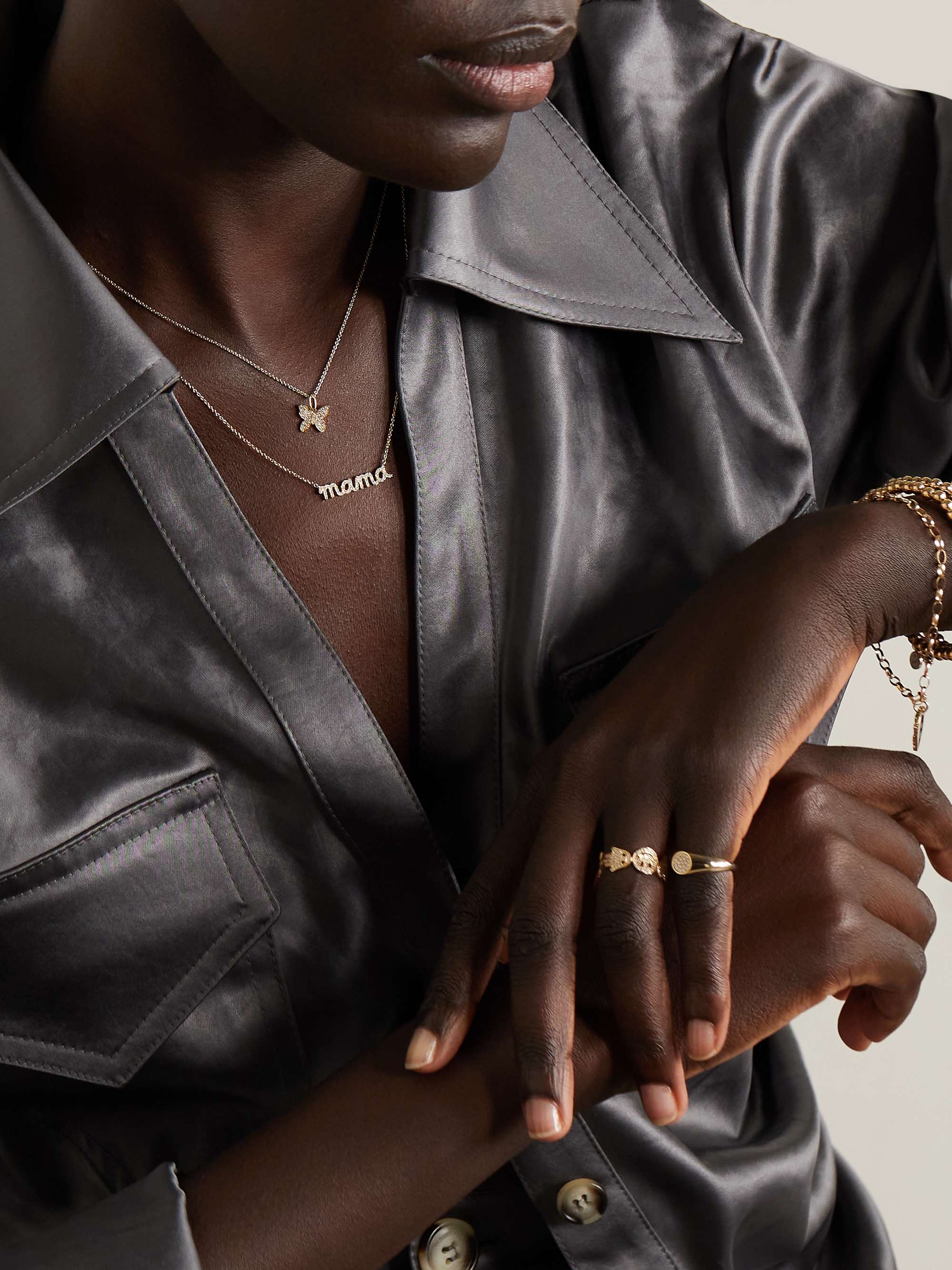 SYDNEY EVAN Mama 14-karat gold diamond necklace