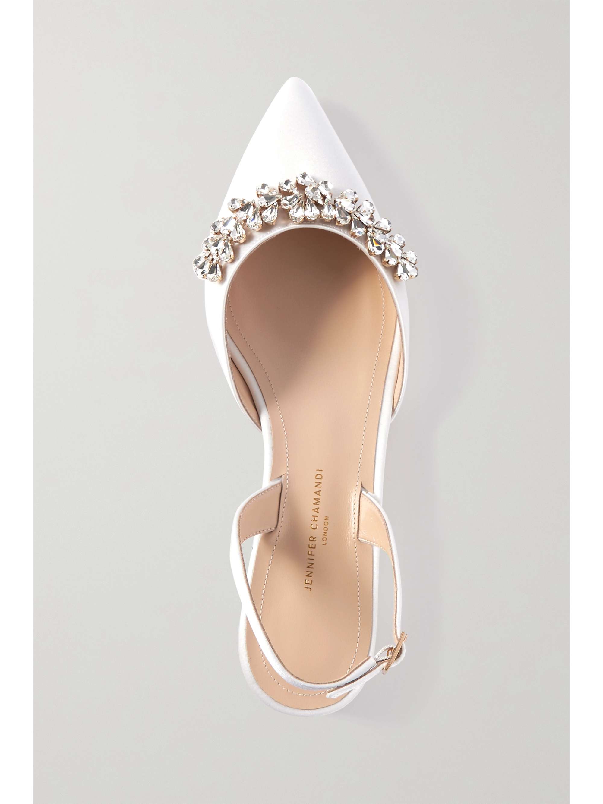 JENNIFER CHAMANDI Vittorio 20 crystal-embellished satin slingback pumps