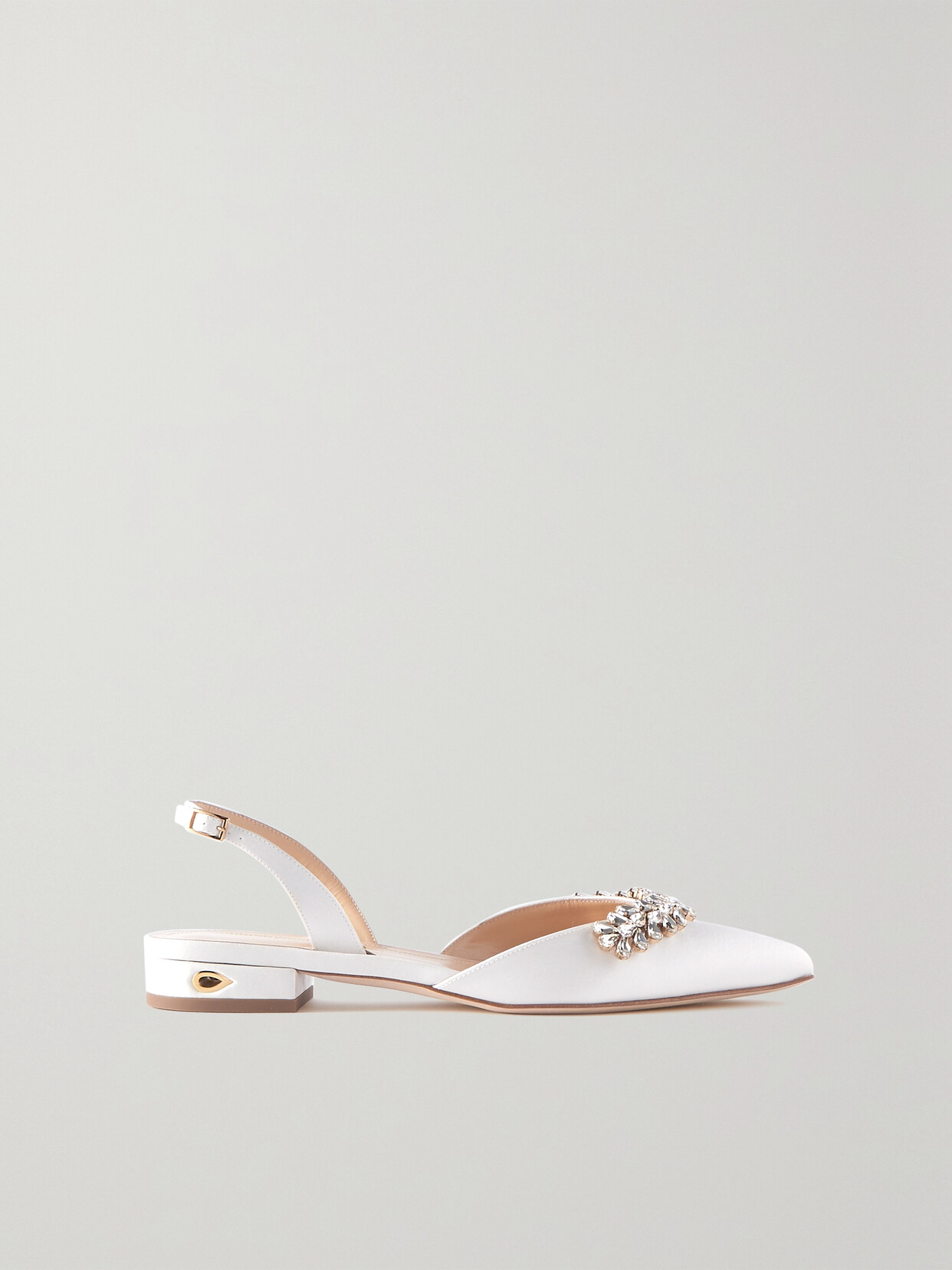 Jennifer Chamandi Vittorio 20 Crystal-embellished Satin Slingback Pumps - White