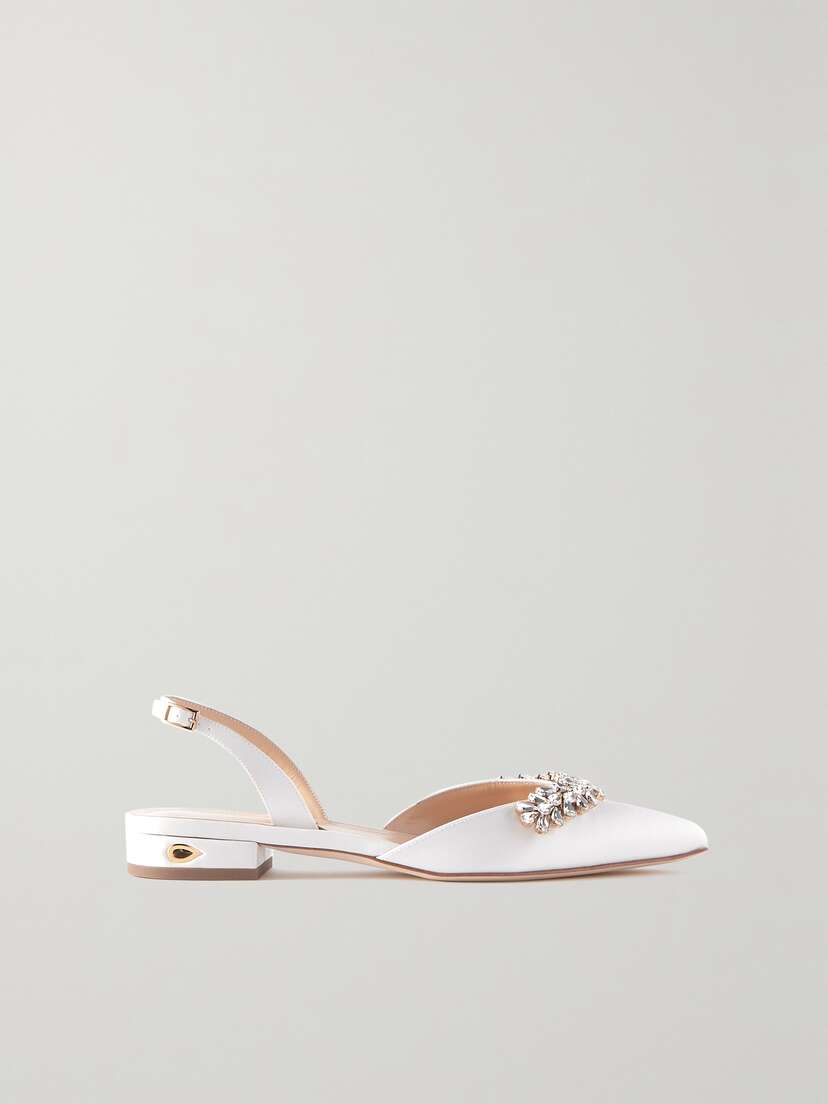 Jennifer Chamandi Vittorio 20 Crystal-embellished Satin Slingback Pumps