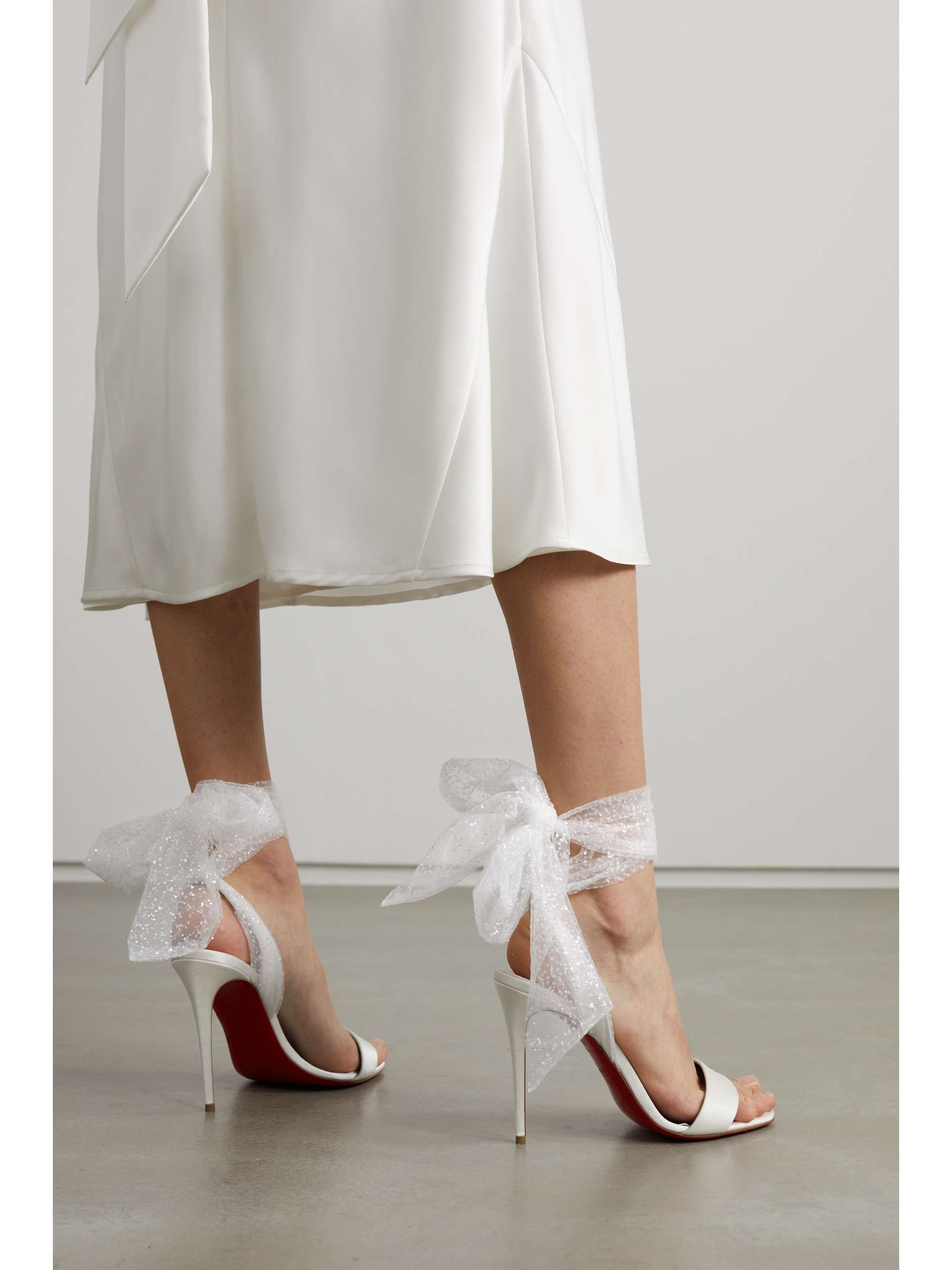 pension Ham selv billede CHRISTIAN LOUBOUTIN Desert 100 satin and glittered tulle sandals |  NET-A-PORTER