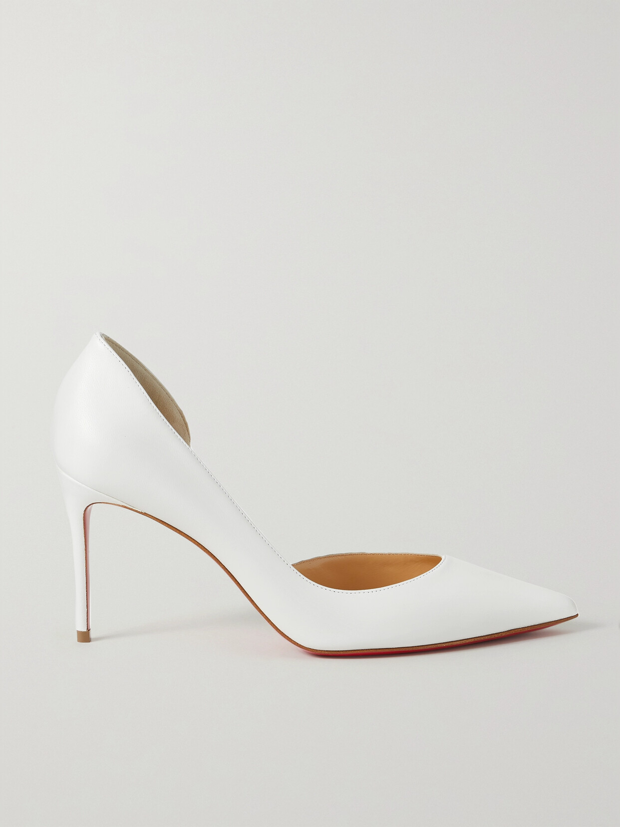 Shop Christian Louboutin Iriza 85 Leather Pumps In White