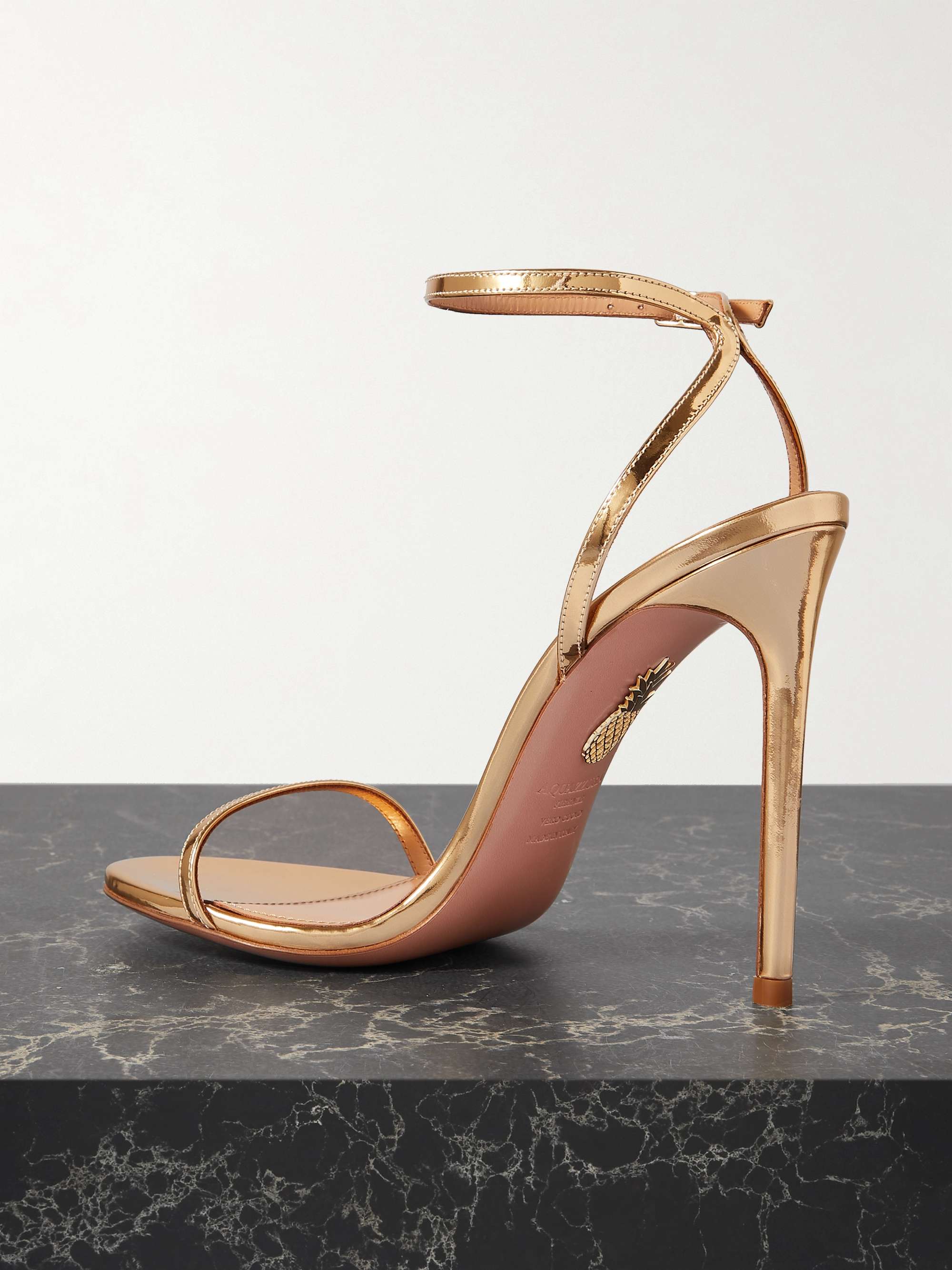 AQUAZZURA Olie 105 metallic leather sandals | NET-A-PORTER