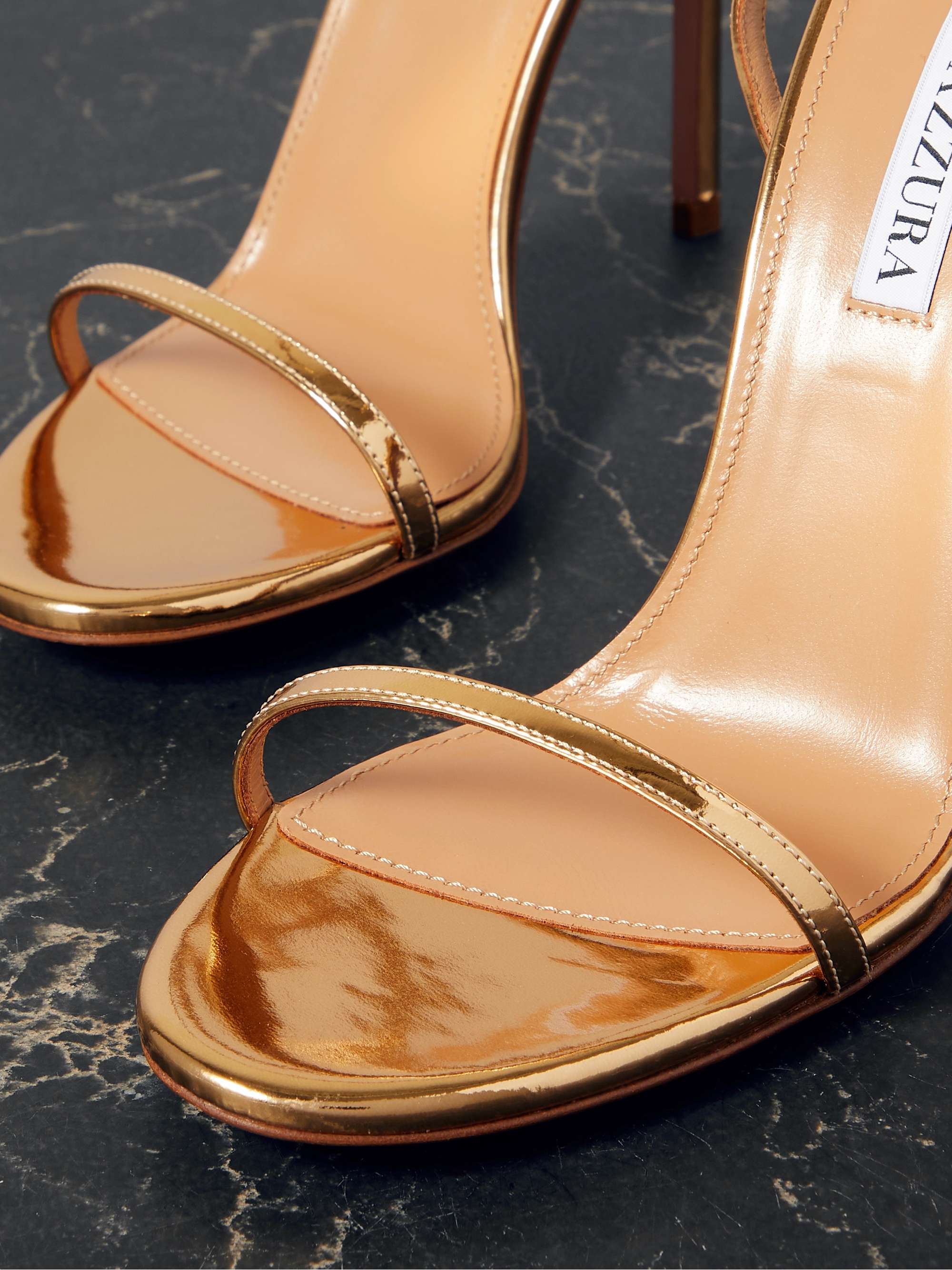 AQUAZZURA Olie 105 metallic leather sandals NETAPORTER