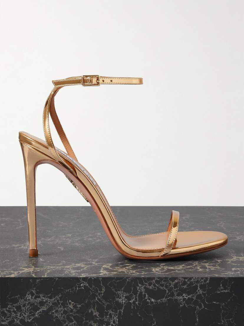 Aquazzura Olie 105 Metallic Leather Sandals