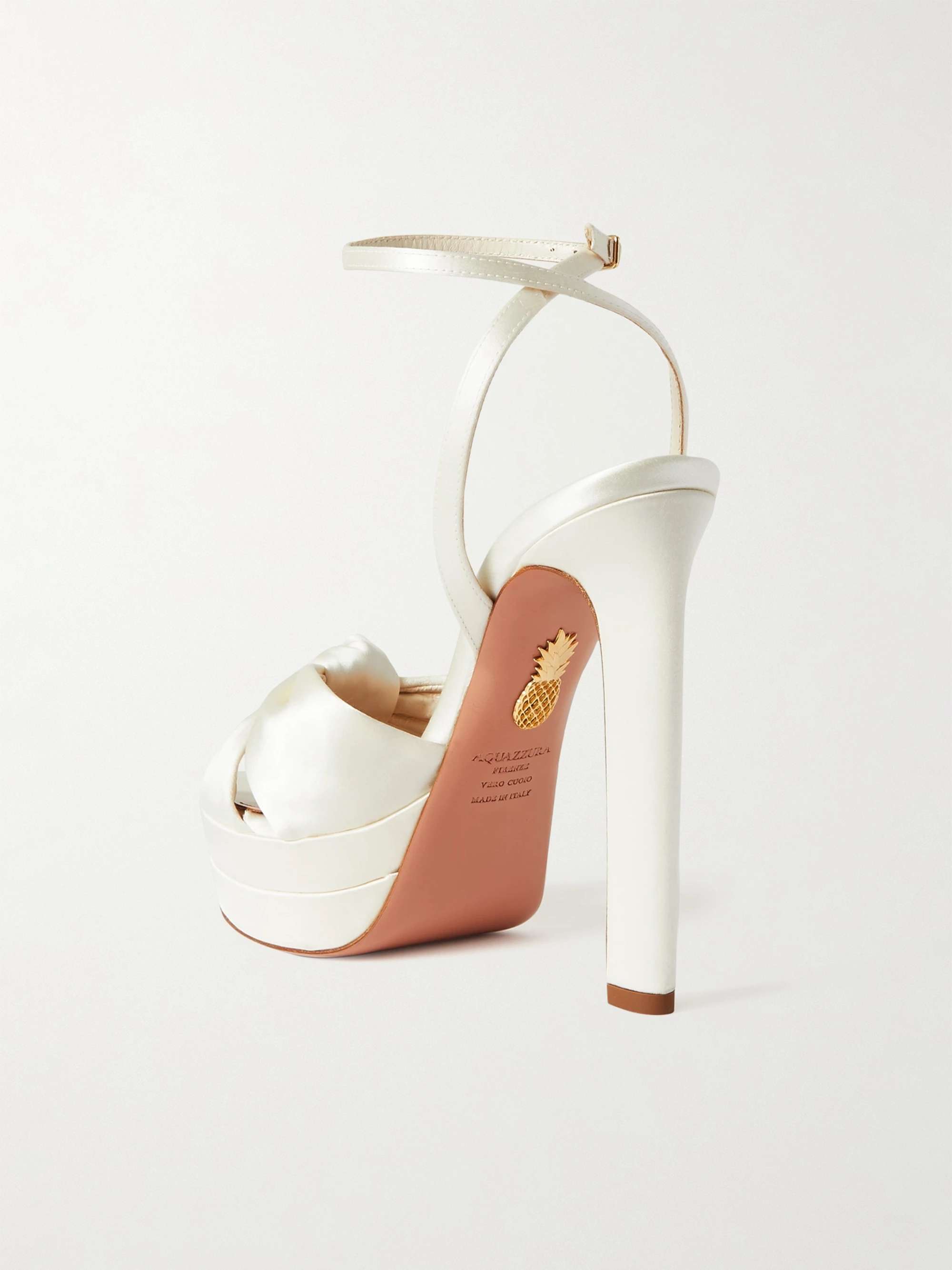 AQUAZZURA Cupid Plateau 130 knotted satin platform sandals