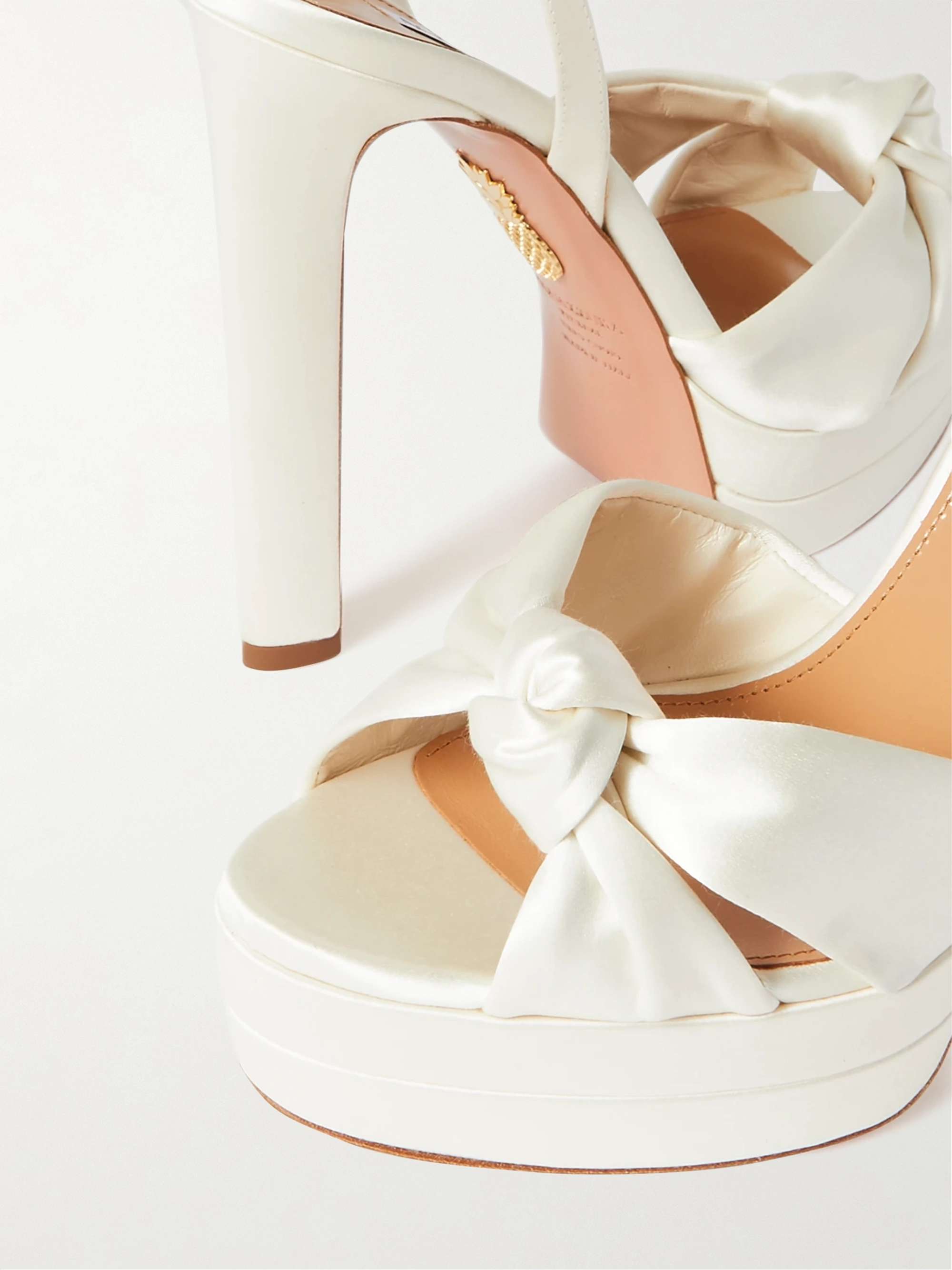 AQUAZZURA Cupid Plateau 130 knotted satin platform sandals
