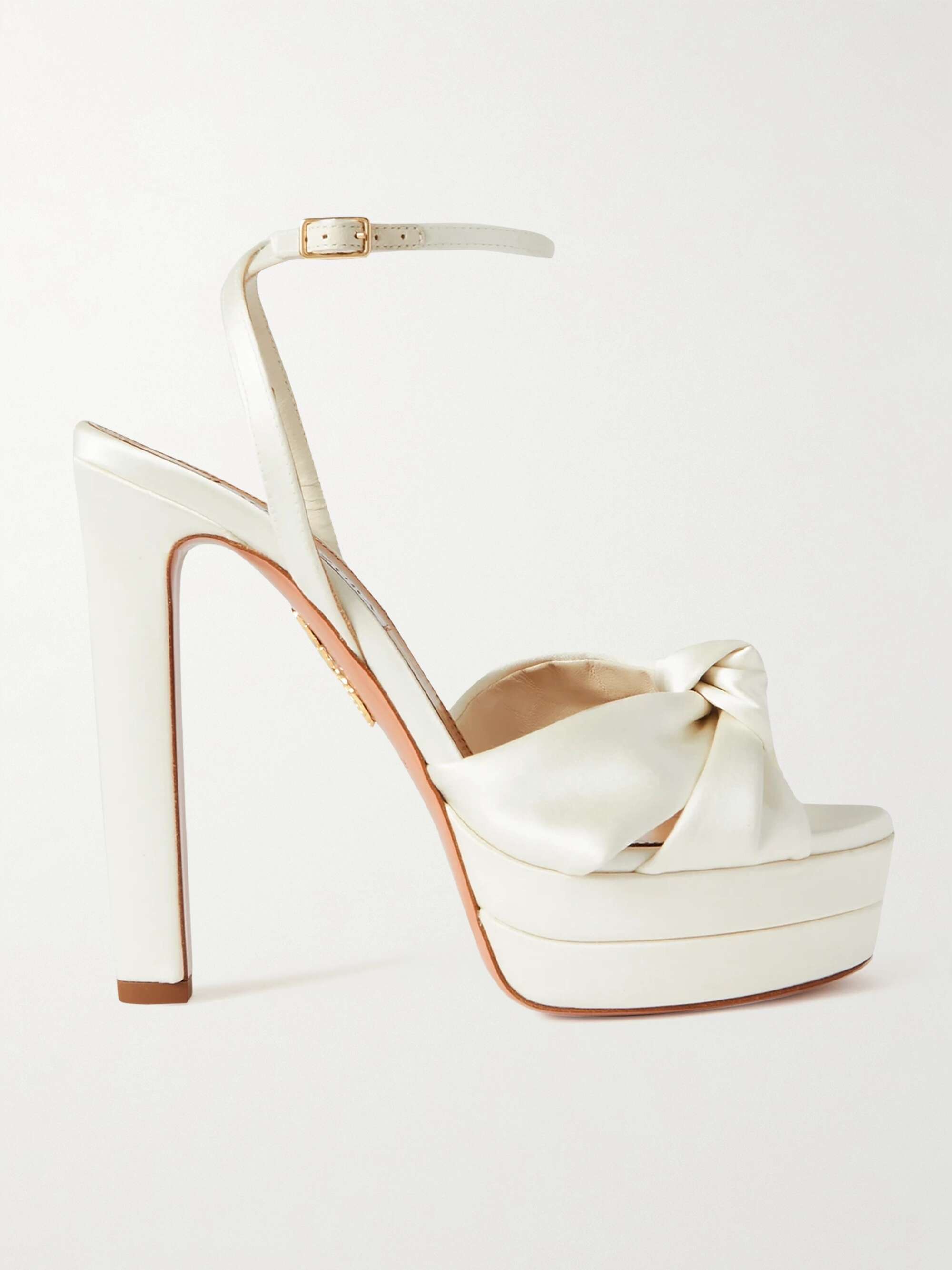 AQUAZZURA Cupid Plateau 130 knotted satin platform sandals | NET-A-PORTER