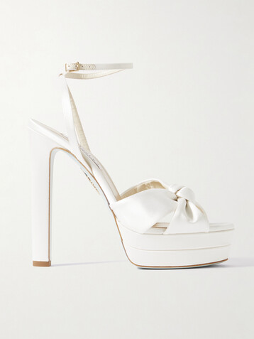 AQUAZZURA Cupid Plateau 130 knotted satin platform sandals