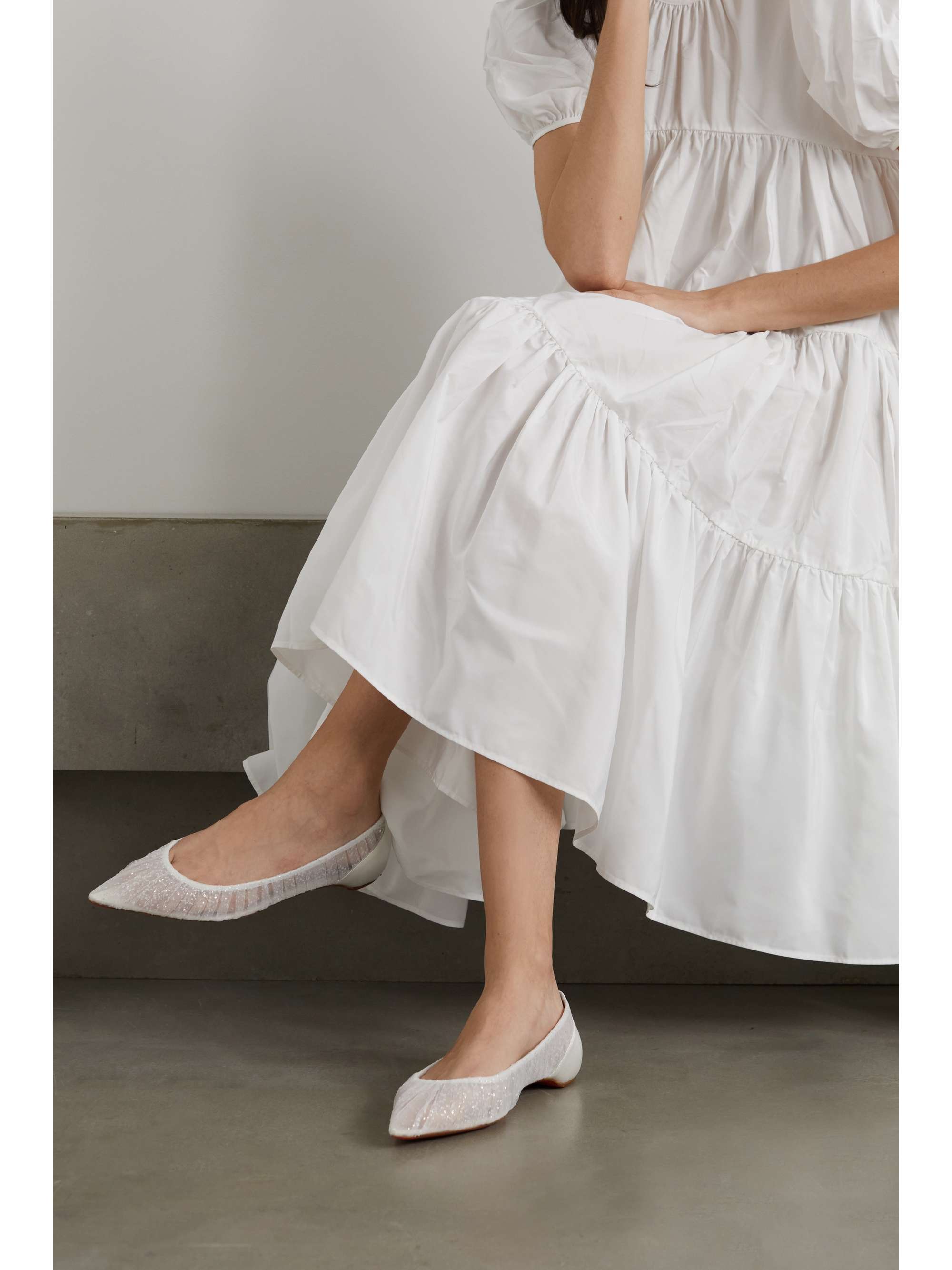 Kate Draperia glittered tulle and satin flats |