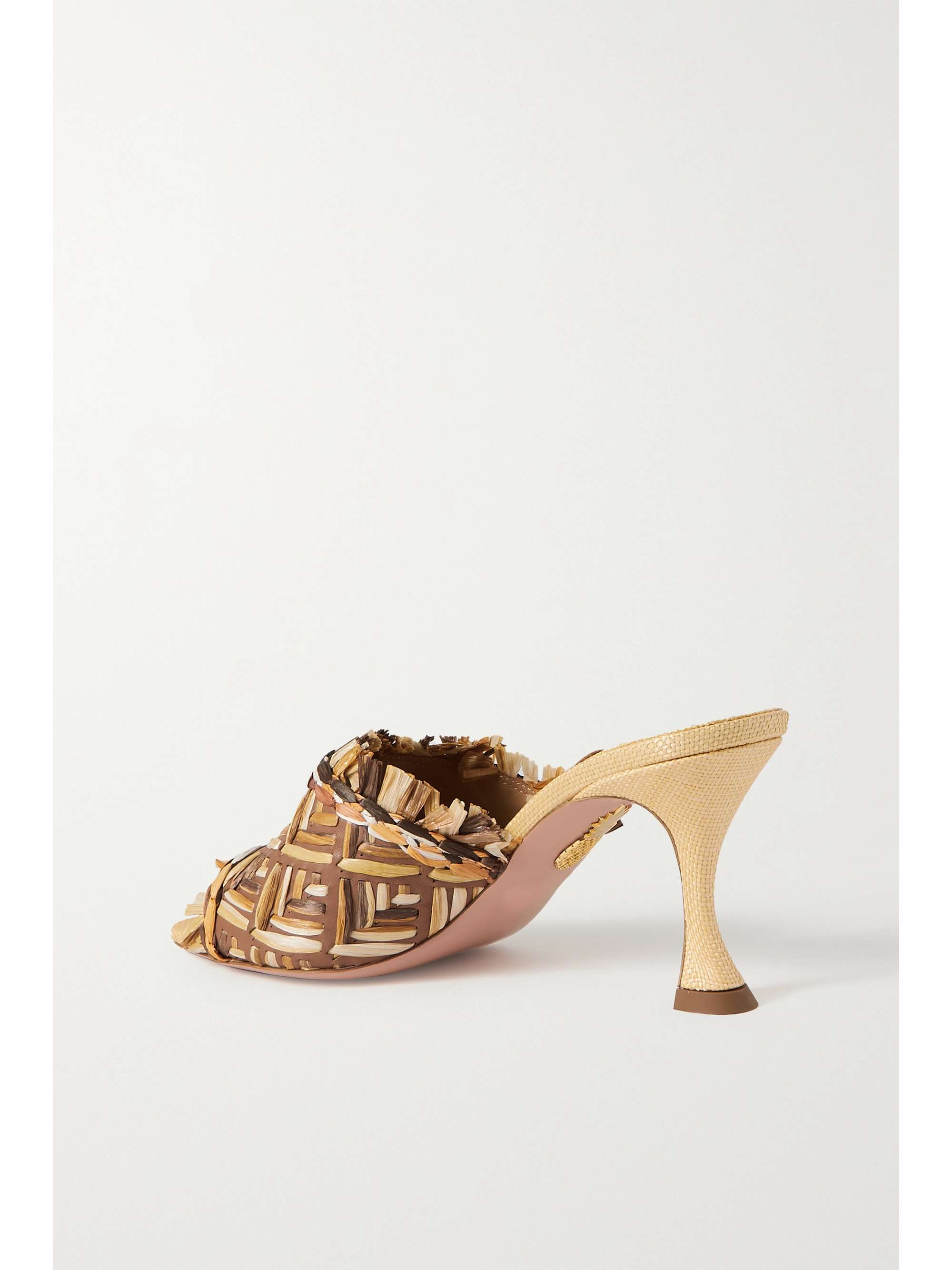 AQUAZZURA Antibes 75 woven raffia and leather mules