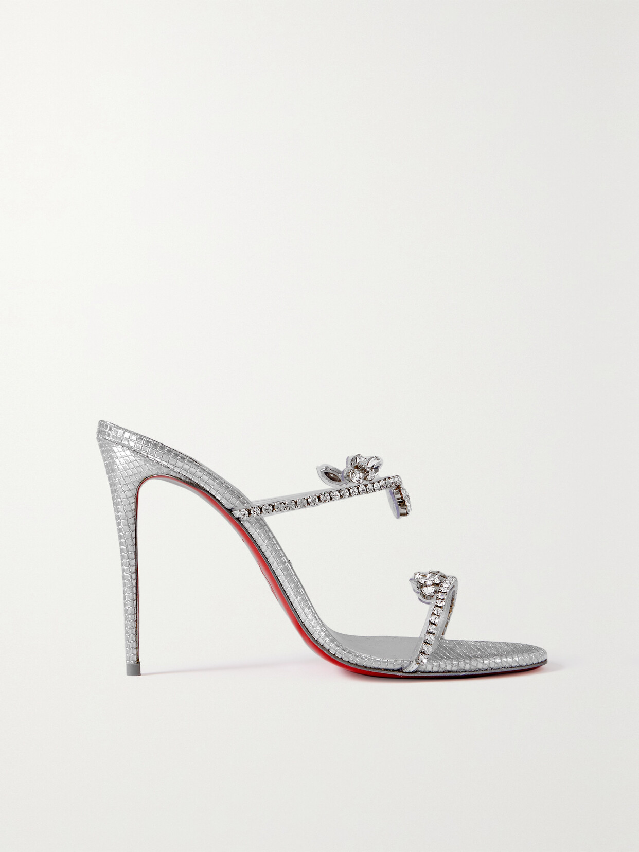 Christian Louboutin Just Queen 100 Crystal-embellished Pvc And Leather Mules - Silver