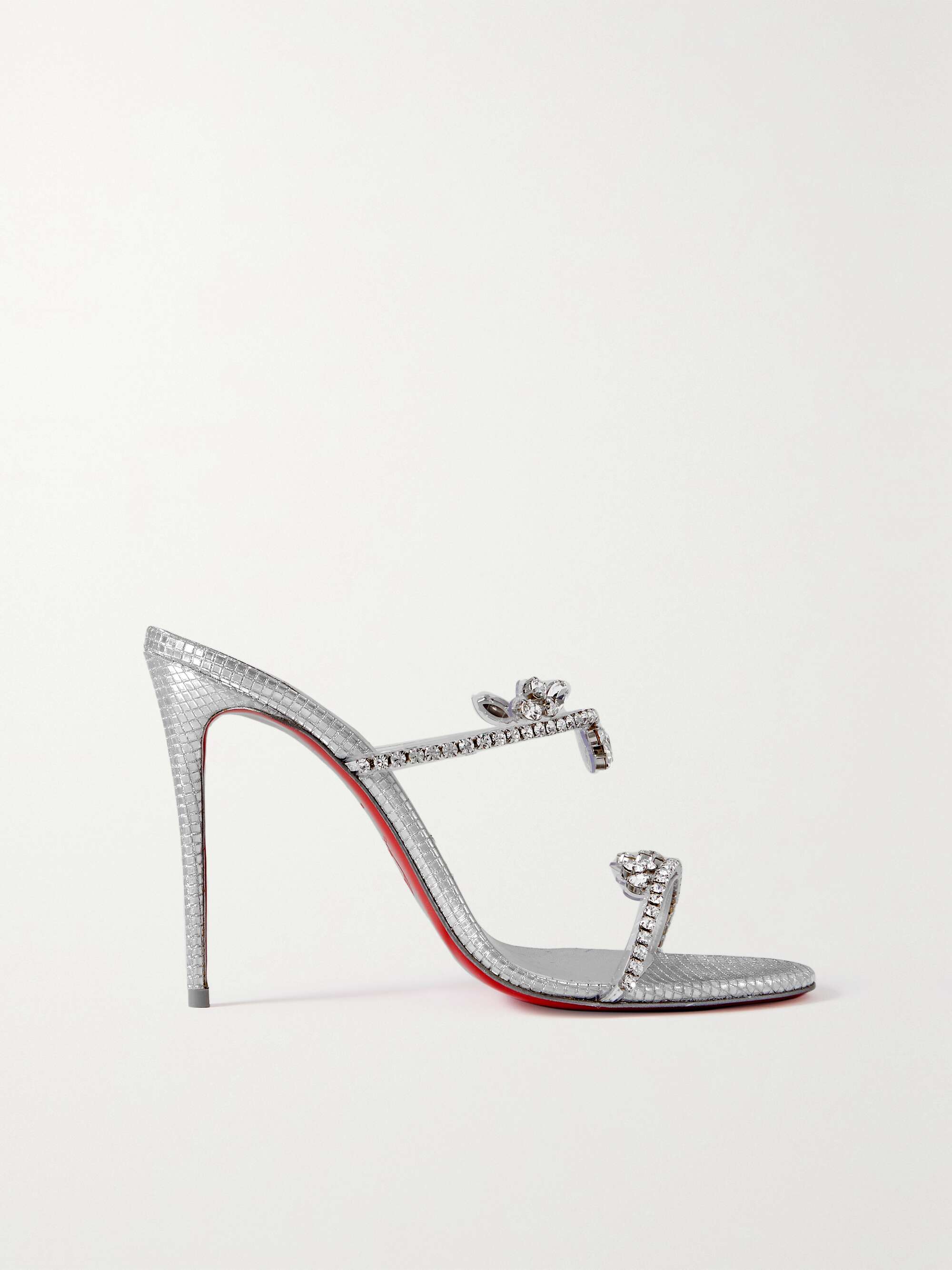Just Queen 100 crystal-embellished PVC and leather mules