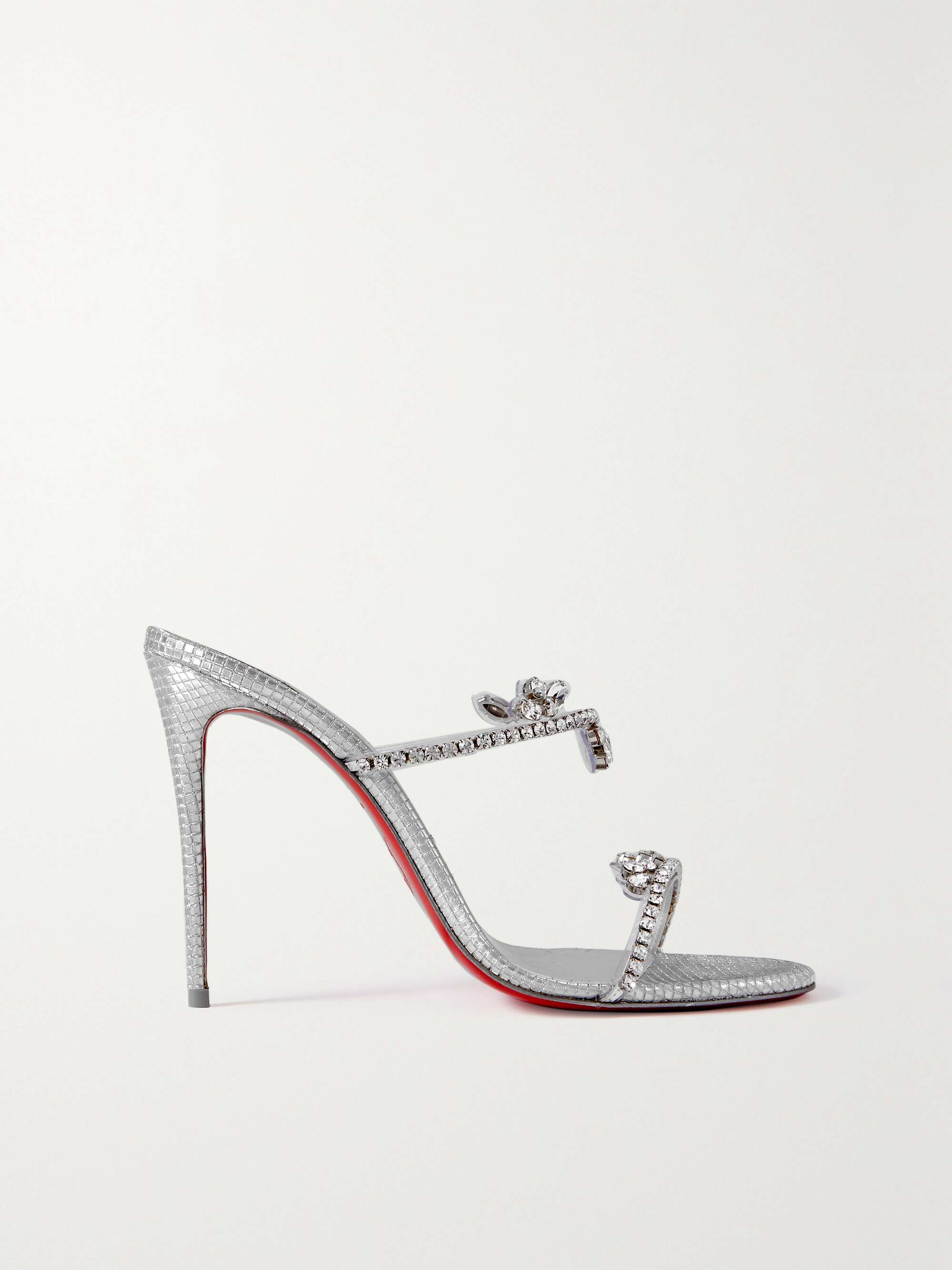 Christian Louboutin Women's Just Queen 100 Embellished Sandals - Silver - Size 7