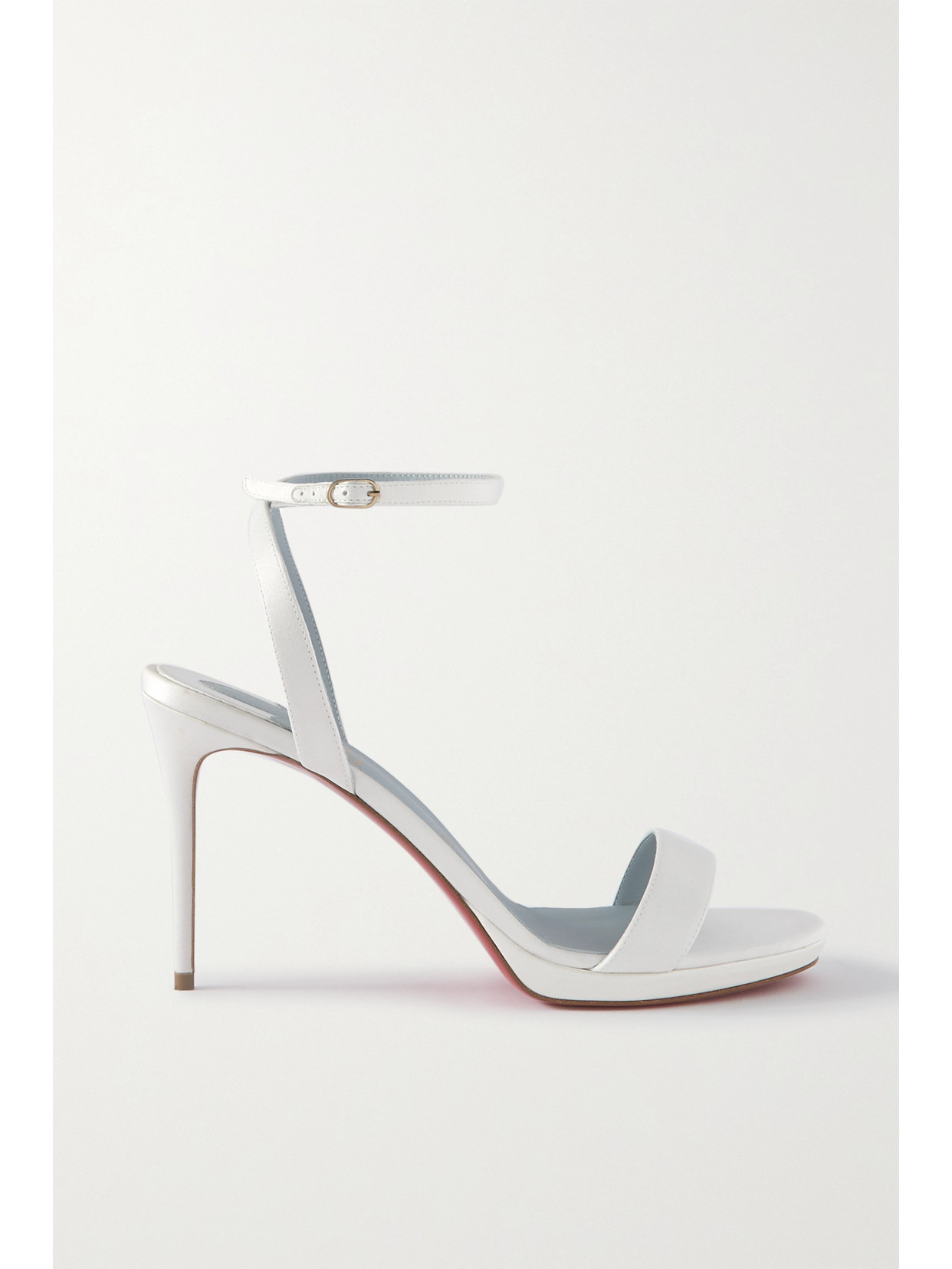 Shop Christian Louboutin Loubi Queen 100 Satin Sandals In White