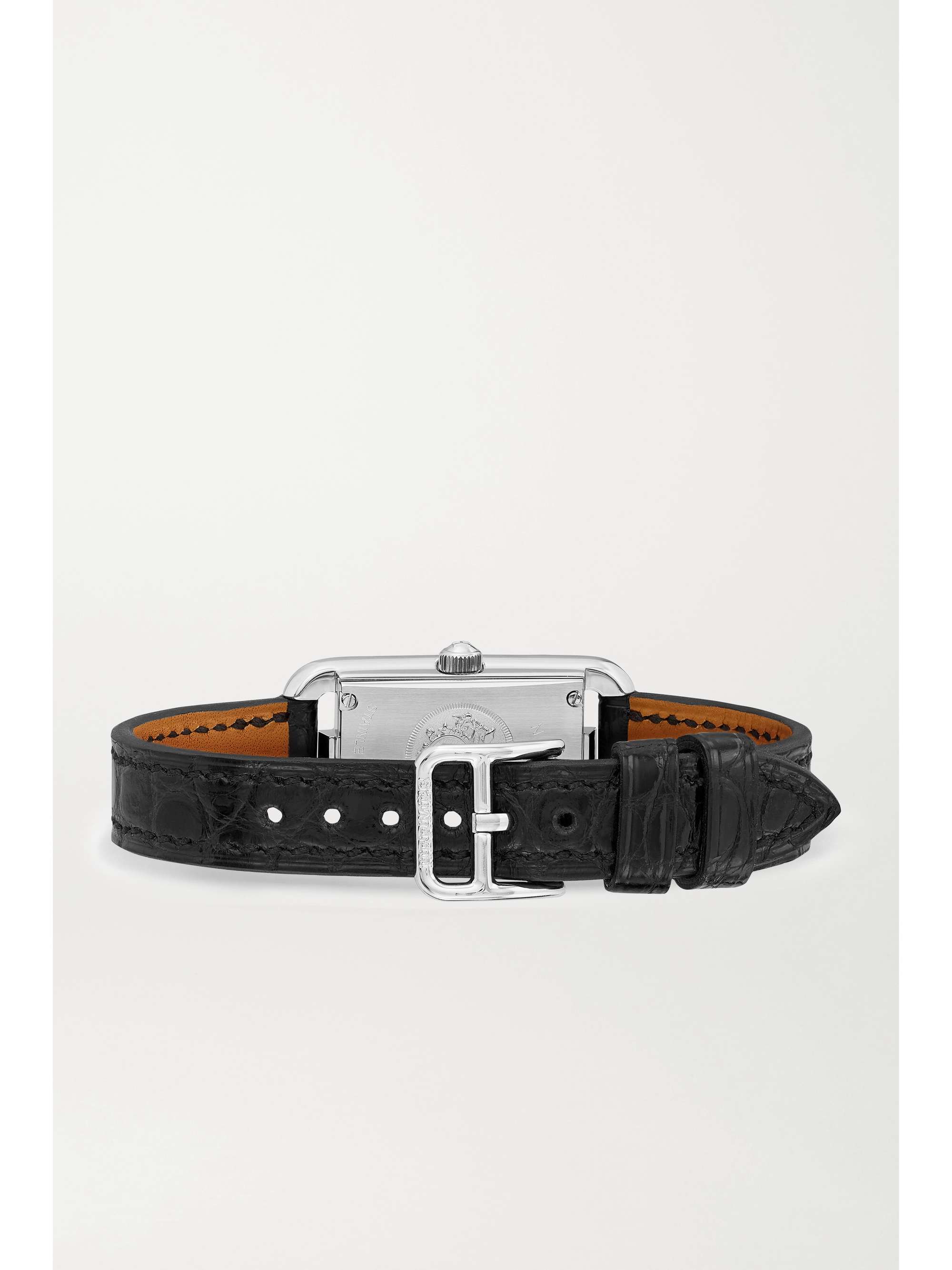HERMÈS TIMEPIECES Nantucket 29mm small stainless steel, alligator and diamond watch