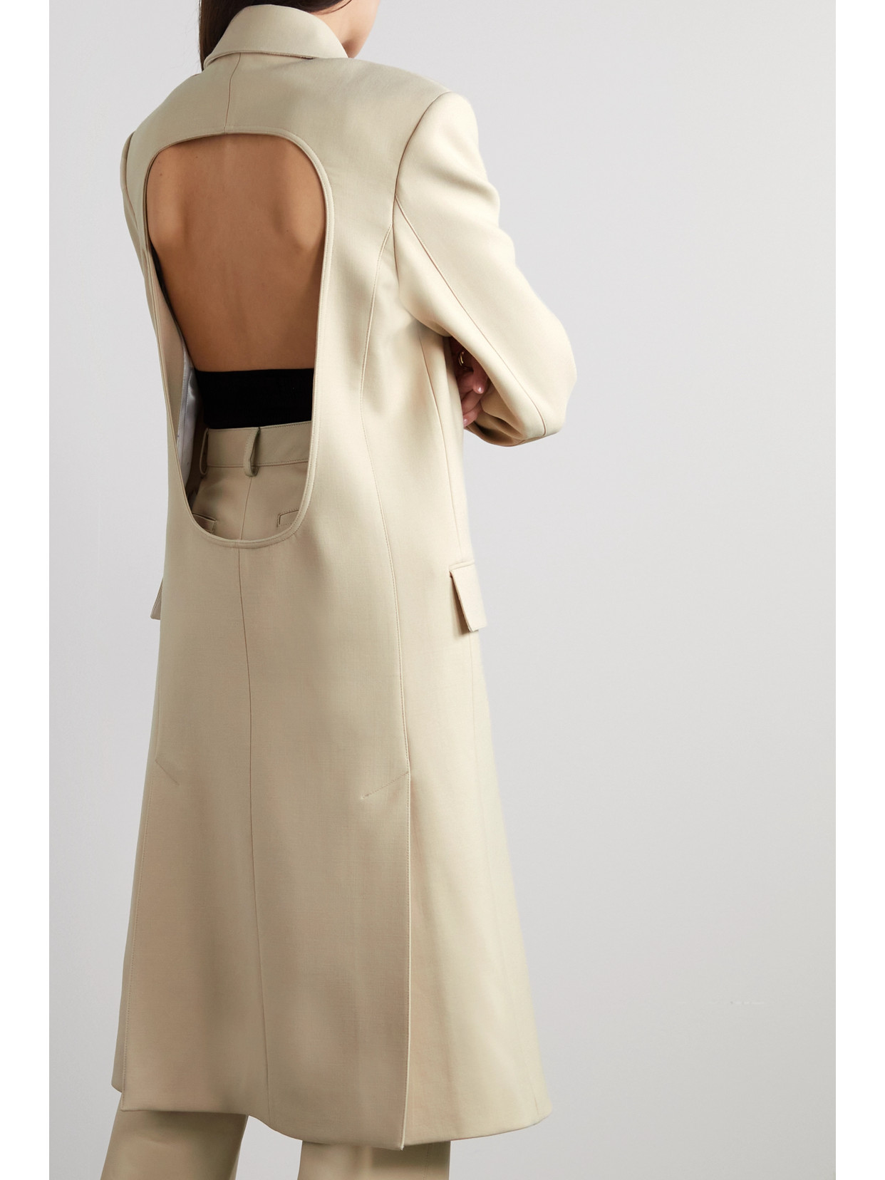Cutout Double-Breasted Wool-Blend Coat
