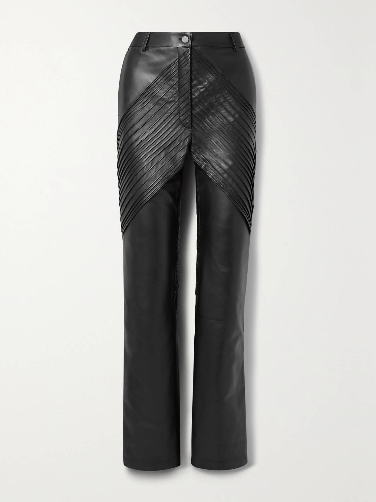 Peter Do Paneled Leather Straight-leg Trousers In Black