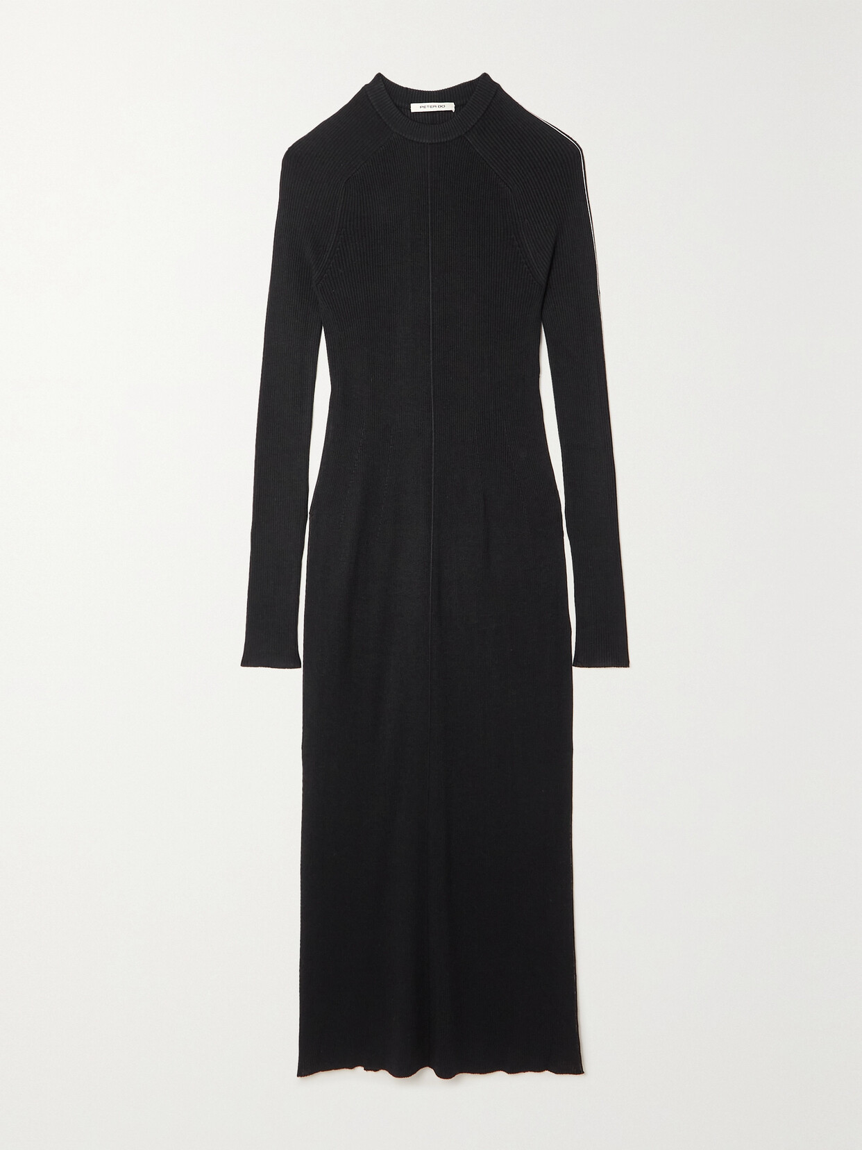 Peter Do Fine-ribbed Slit-detail Long Knitted Top In Black