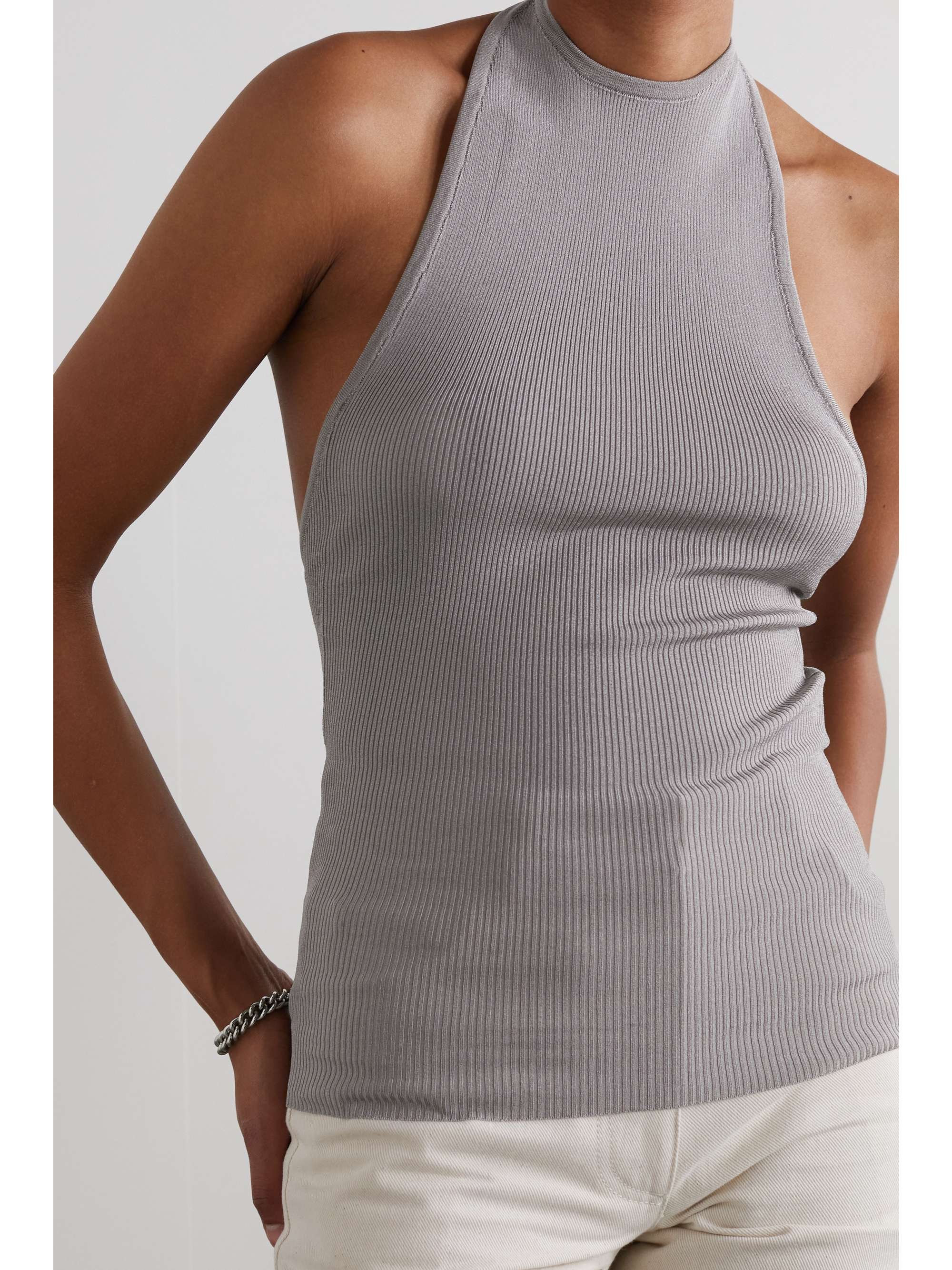 PETER DO Ribbed-knit halterneck top