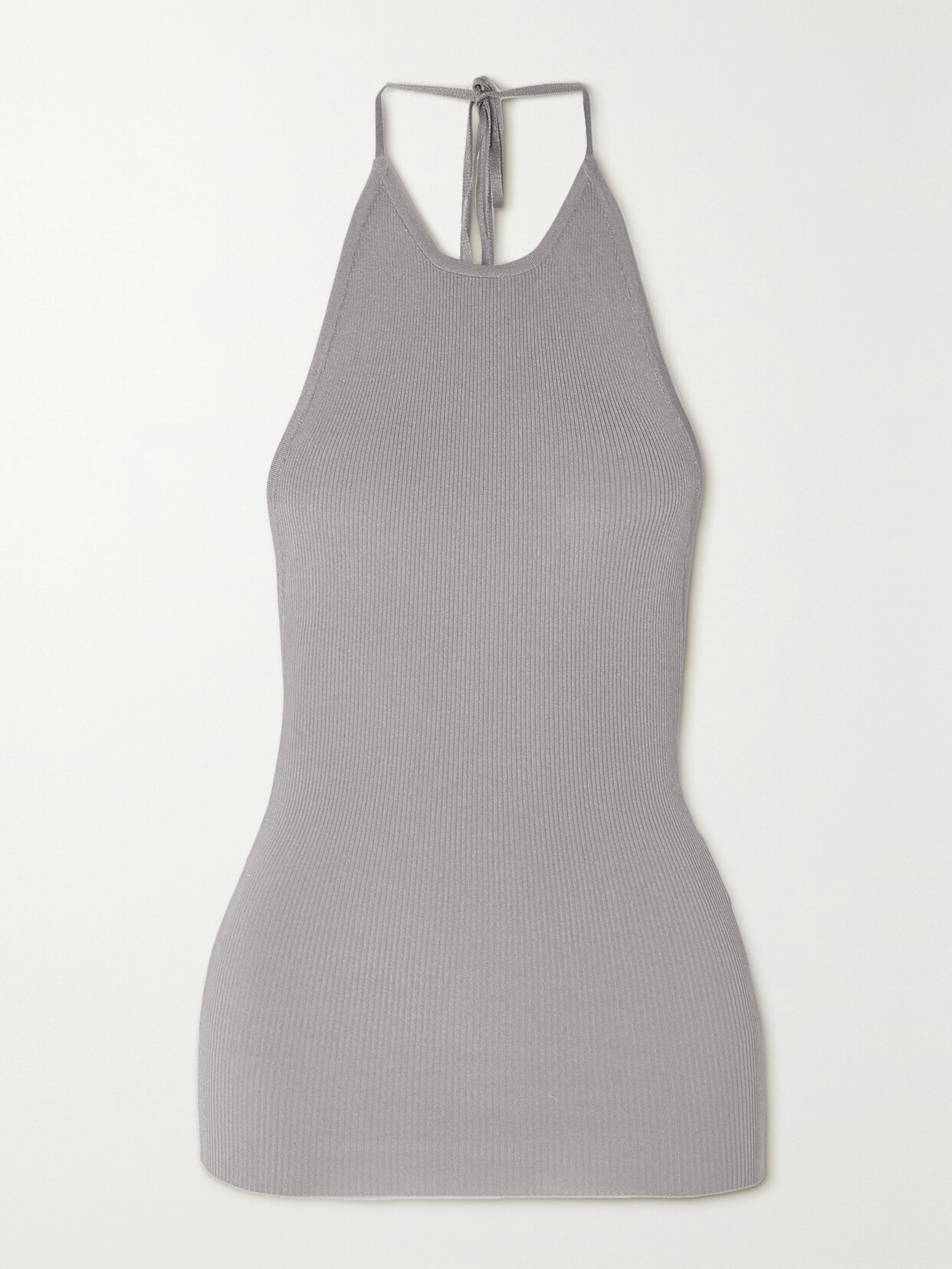 PETER DO - Ribbed-knit Halterneck Top - Gray