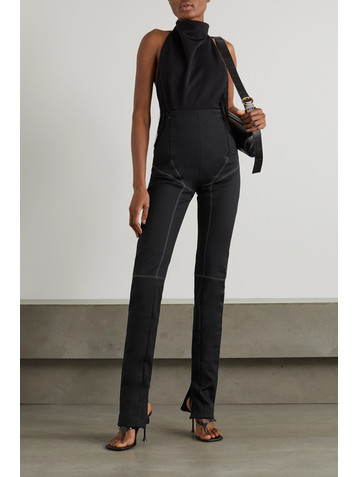 MAXIMILIAN Paneled stretch-scuba skinny pants