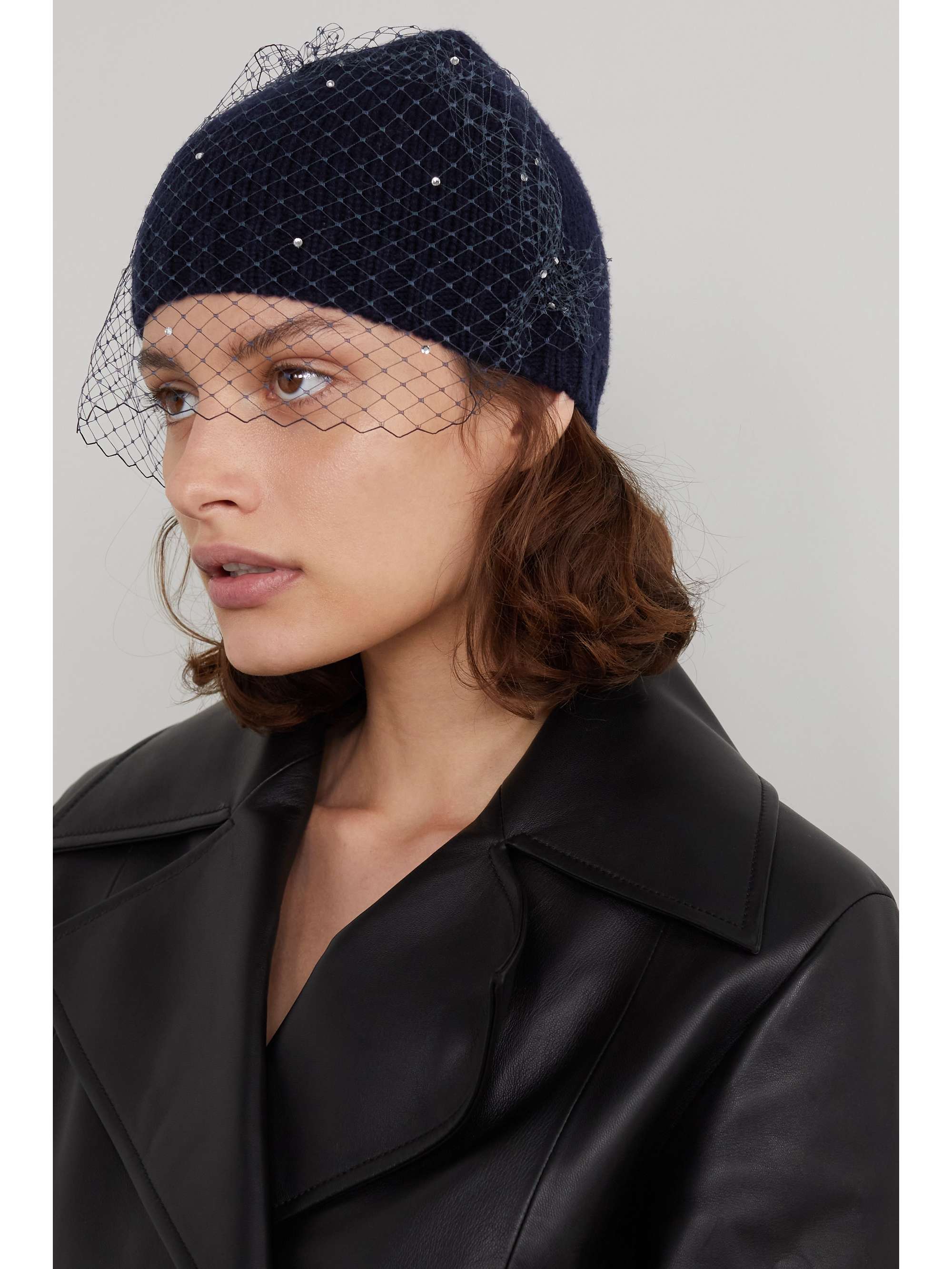 Navy Lucinda crystal-embellished mesh 